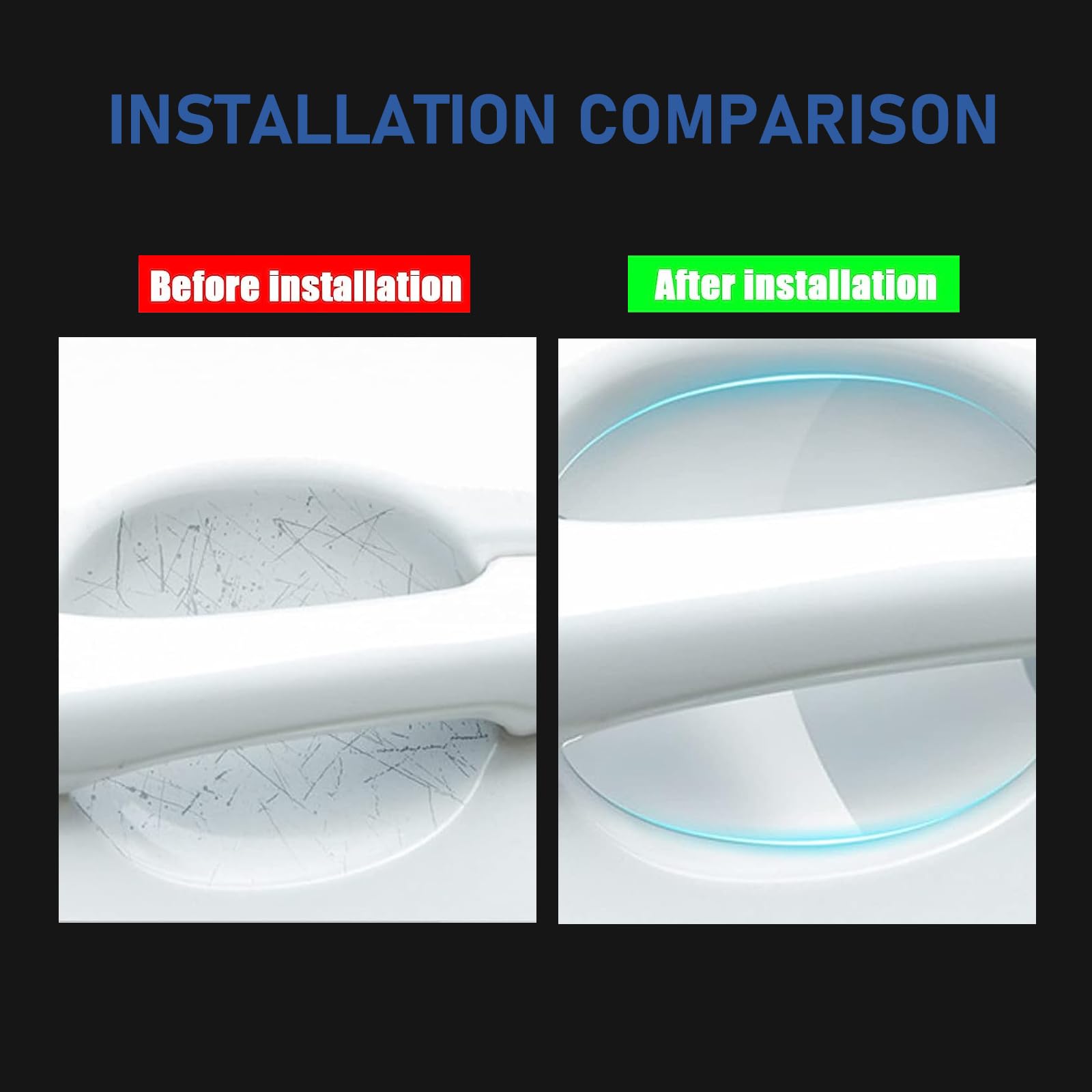 4 PCS Transparent Car Door Handle Protector Stickers - Universal Scratch Resistant Film for Most Vehicles | Prevent Scratches in Door Cup Area | Perfect for Daily Commute & Car Wash Protection