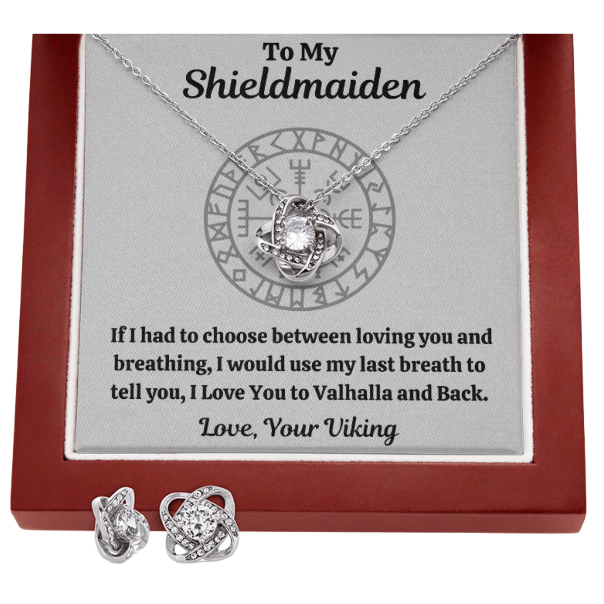 Viking Jewelry for Women - Shieldmaiden Necklace Gift Set with LED Earrings | Perfect for Norse Lovers & Unique Gifts