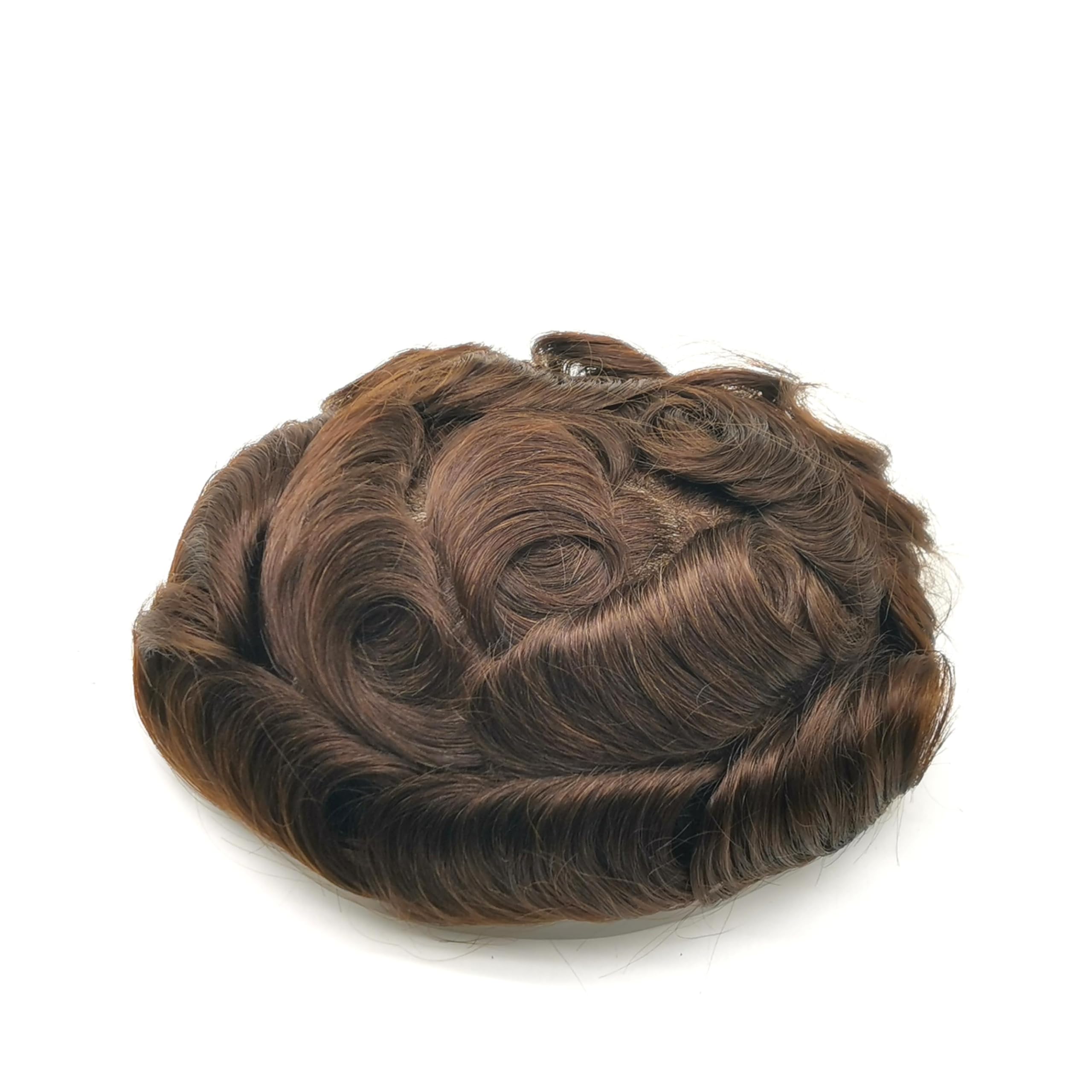 Yanahair Men's Toupee - 100% European Real Human Hair Wavy Replacement System with Fine French Lace Front & PU Top | Dark Brown #2 (8x10 Inch) | Perfect for Daily Wear, Special Occasions & Hair Loss Solutions