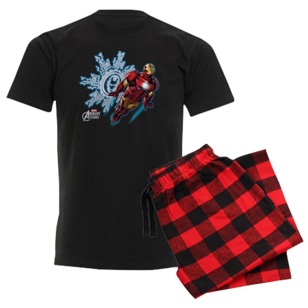 Iron Man Men's Dark Holiday Pajama Set - Superhero Sleepwear for Christmas & Winter Comfort - Perfect for Gifts, Movie Nights & Cozy Evenings