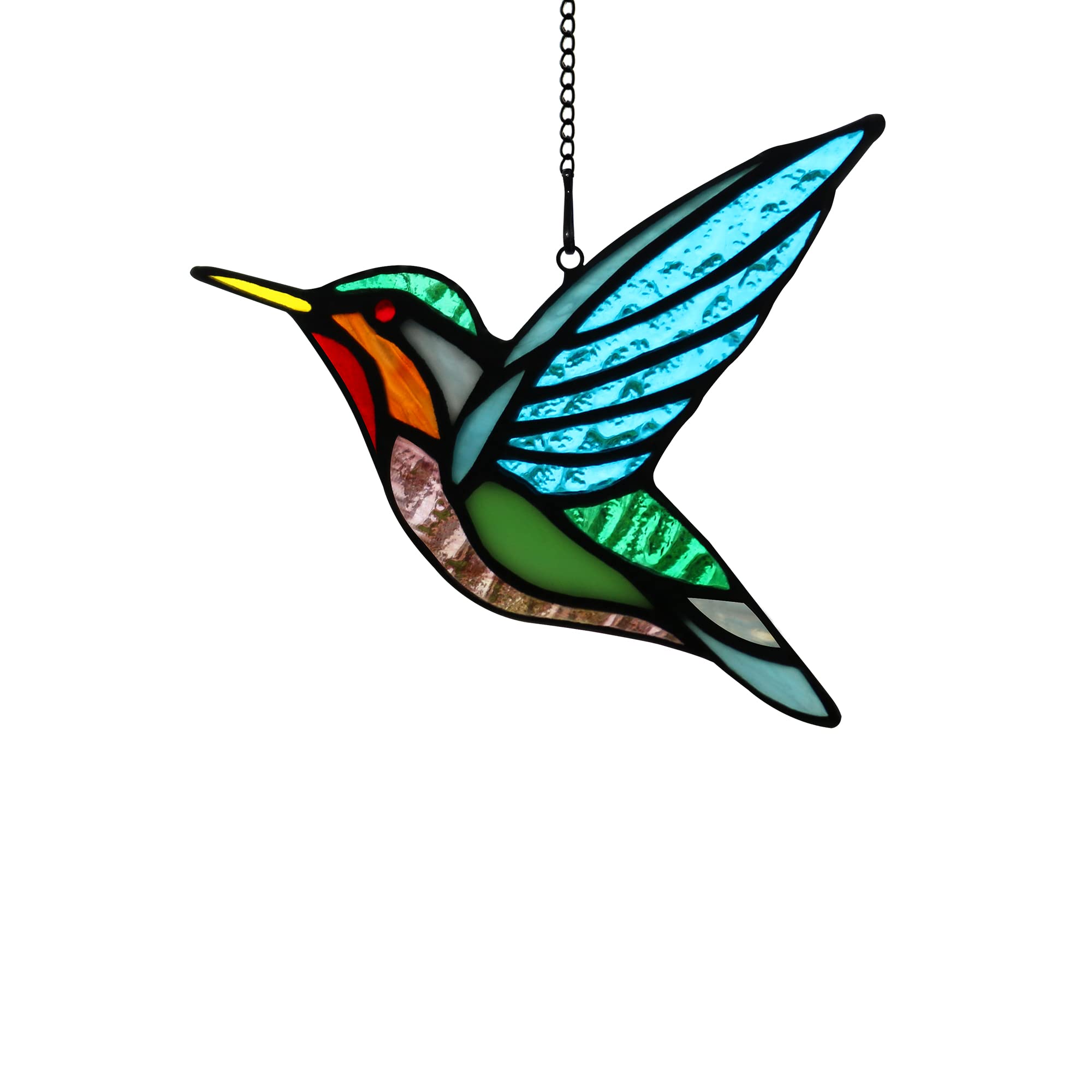 HAOSUM Stained Glass Hummingbird Window Hangings - Handcrafted Bird Suncatchers for Home Decor, Unique Gifts for Mom & Bird Lovers - Perfect for Living Room Windows, Garden Decor & Housewarming Presents