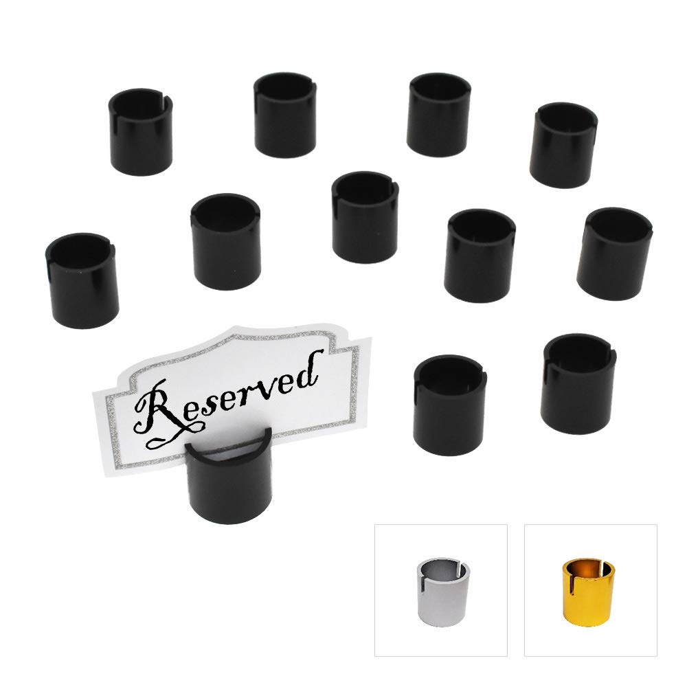 12 Pack Black Place Card Holders - Tabletop Menu & Recipe Holders, Harp-Clip Table Number Stands for Restaurants, Weddings, Banquets - Perfect for Seating Displays, Buffet Labels & Event Signage