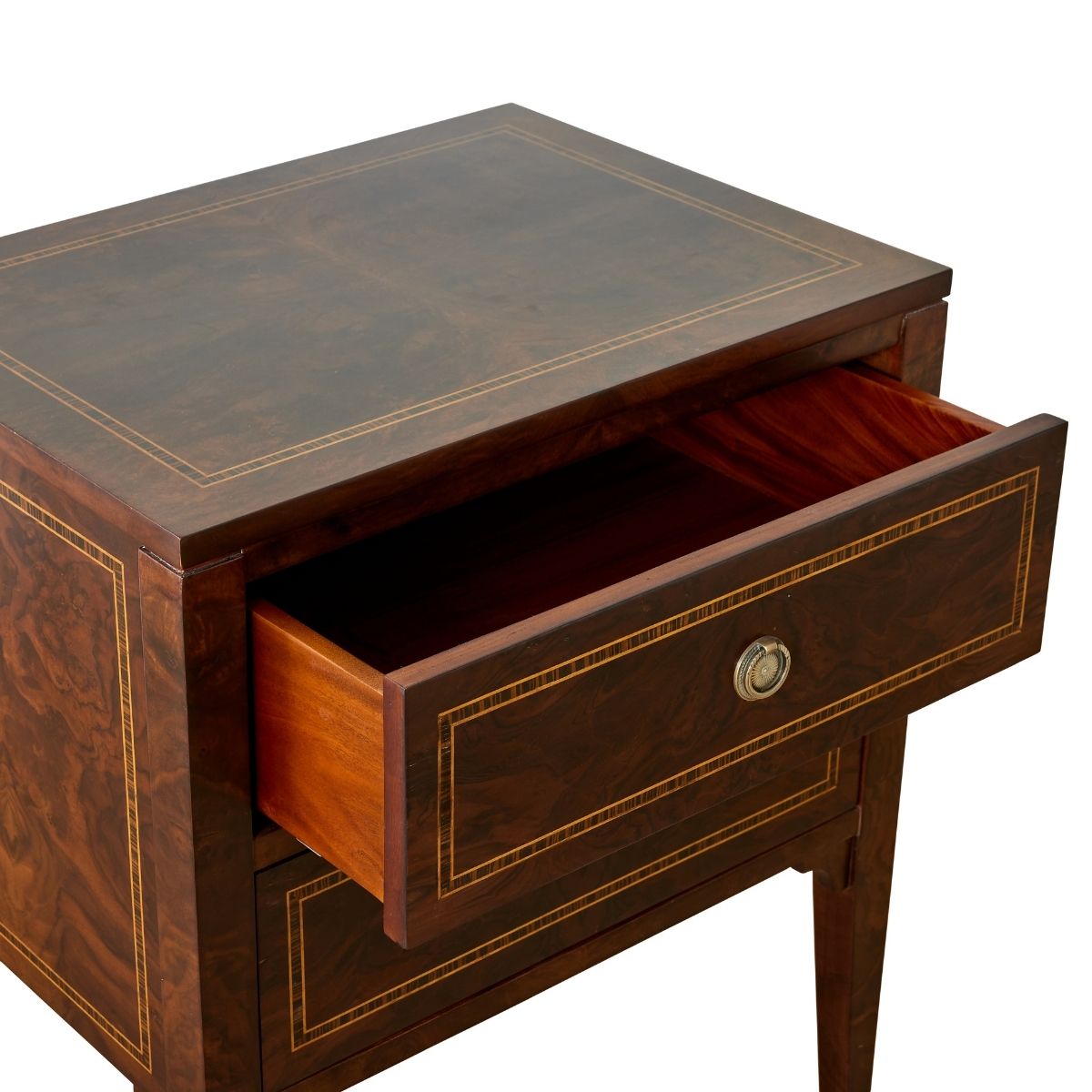 Charles Dark Walnut Burl Side Table - Elegant Nightstand or End Table for Living Room, Bedroom & Office - Perfect for Home Decor & Small Space Furniture