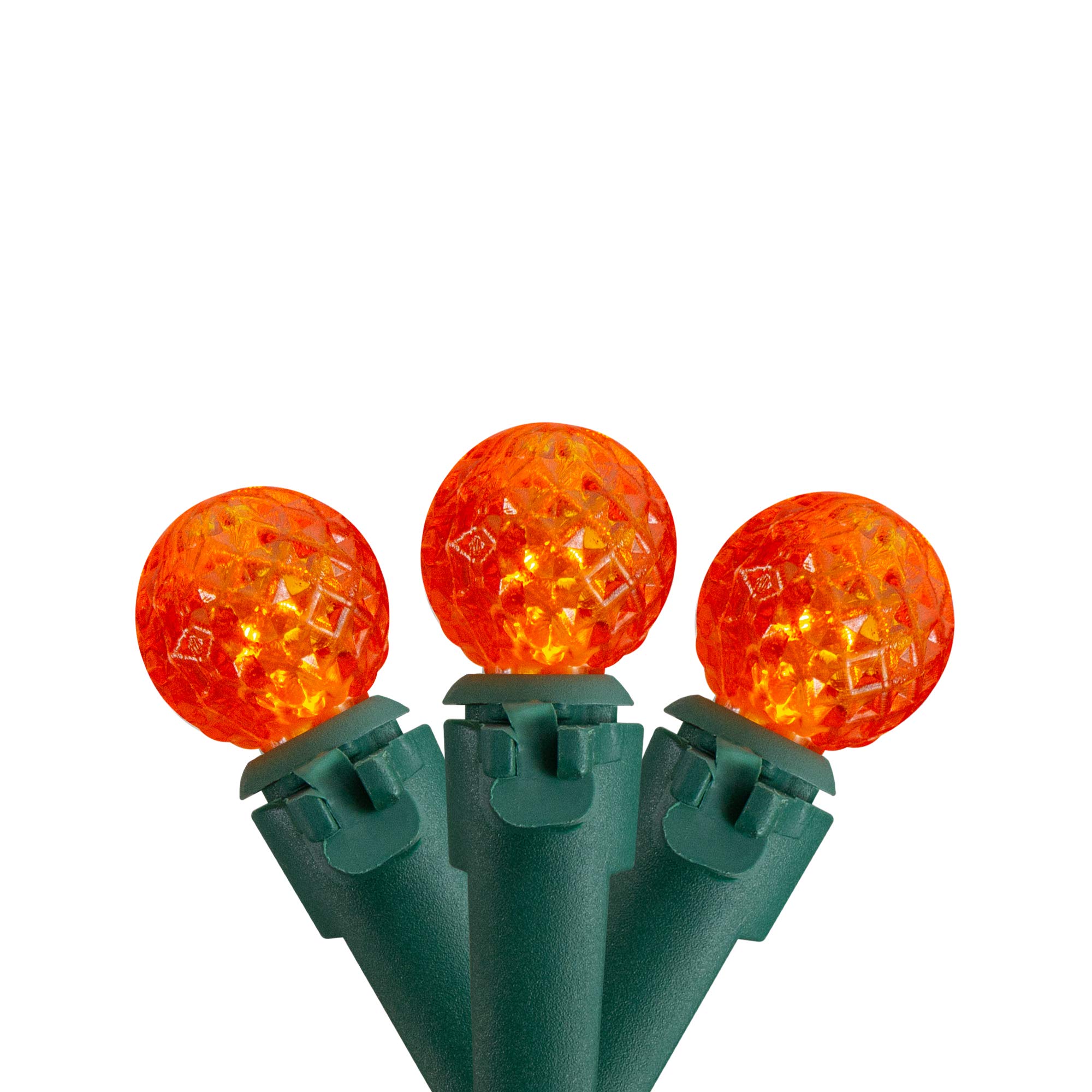 50 Count Orange LED G12 Berry Mini Christmas Lights - 15 ft Green Wire for Holiday Decorations, Indoor Outdoor Party, Tree, Window, and Home Decoration