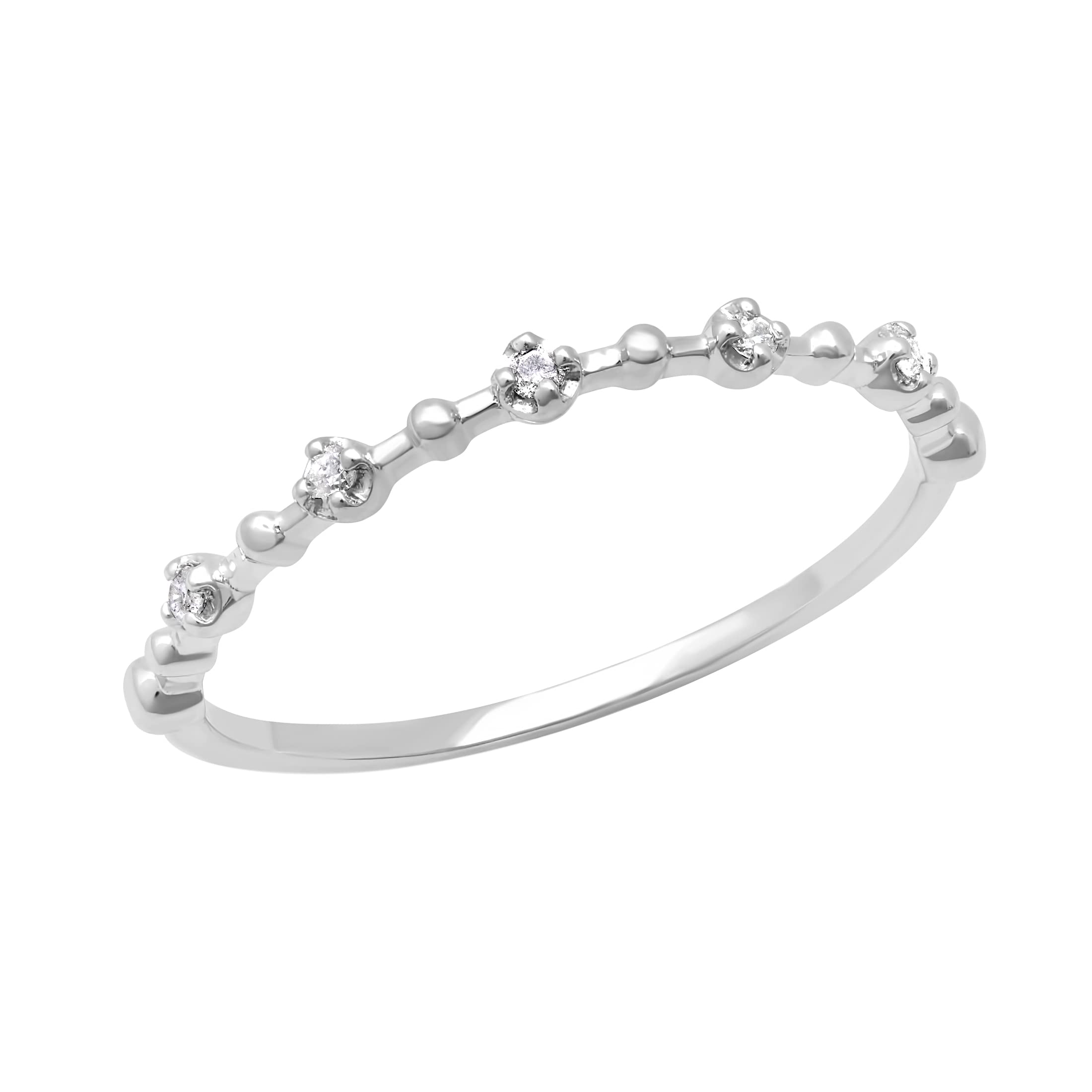 Dazzlingrock Collection Round White Diamond Minimalist Vintage Style Stackable Wedding Band for Women - 0.05 ctw, I-J Color, I1-I3 Clarity, Solid Gold - Perfect for Engagement, Anniversary Gifts & Everyday Elegance