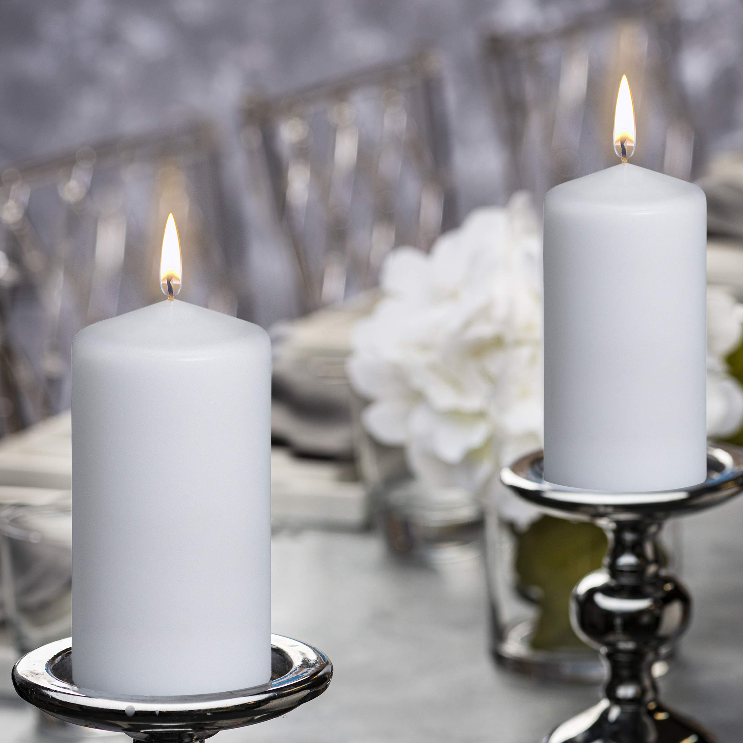 BOLSIUS 4-Pack White Pillar Candles 3x6 Inches - Premium European Quality Unscented Candles - 65+ Hours Long Burn Time, Dripless & Smokeless - Perfect for Wedding Centerpieces, Dinner Parties, Home Decor & Holiday Decorations