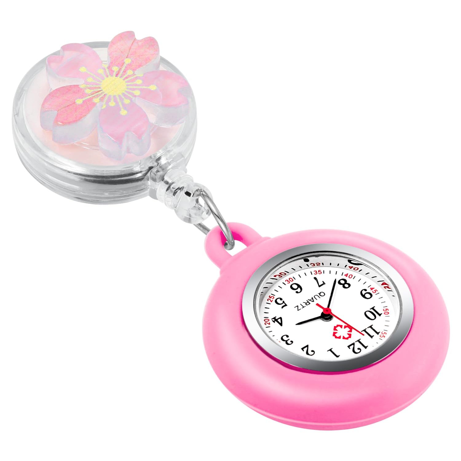 Stylish Tiong Pattern Nurse Watch - Flip Collar Clip Pocket Watch with Retractable Arabic Numeral Dial | Perfect for Medical Professionals & Healthcare Workers