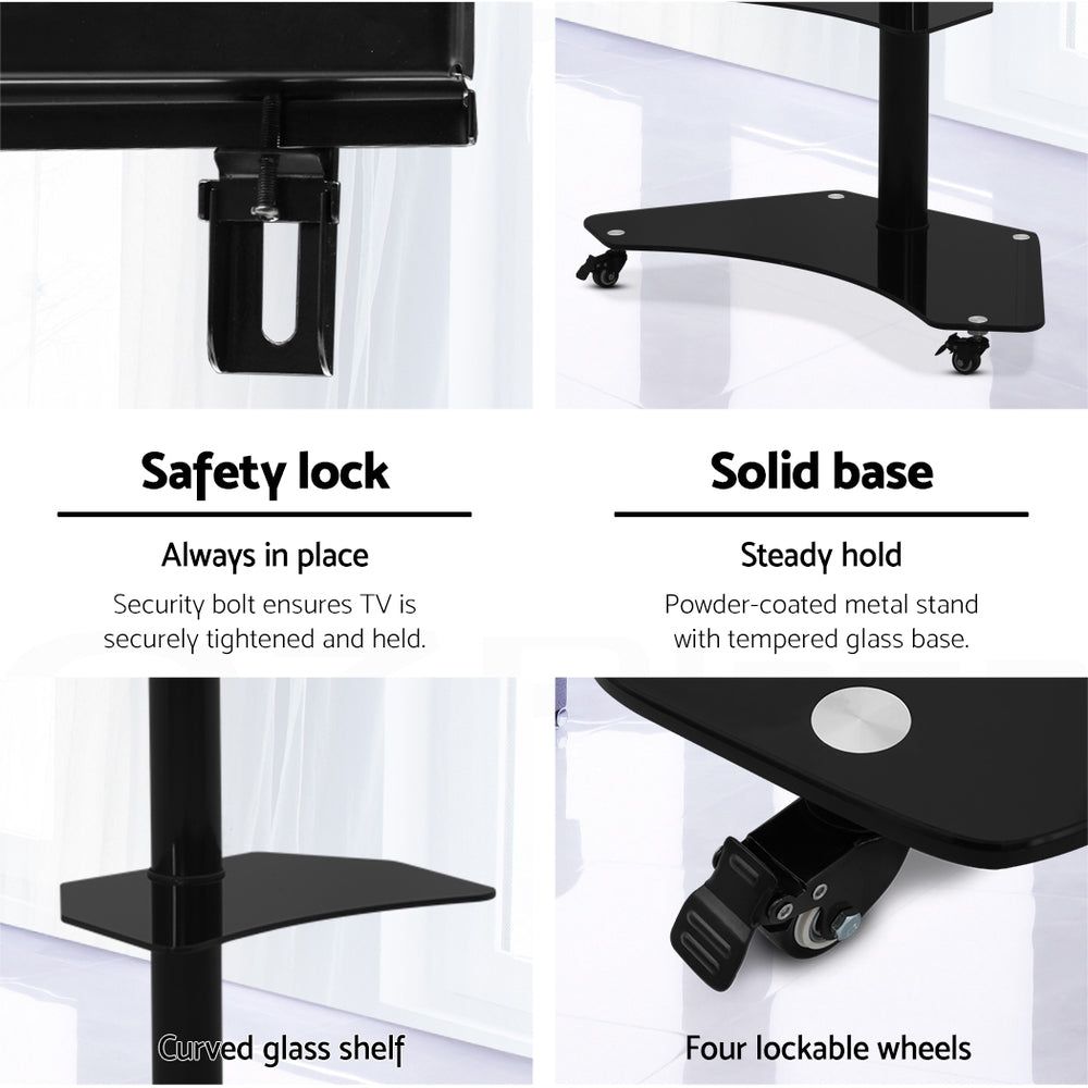 Artiss Mobile TV Stand for 32-70 Inch TVs - Adjustable Height Rolling TV Cart with Wheels, Sturdy Universal TV Mount Bracket for Living Room, Bedroom, or Office