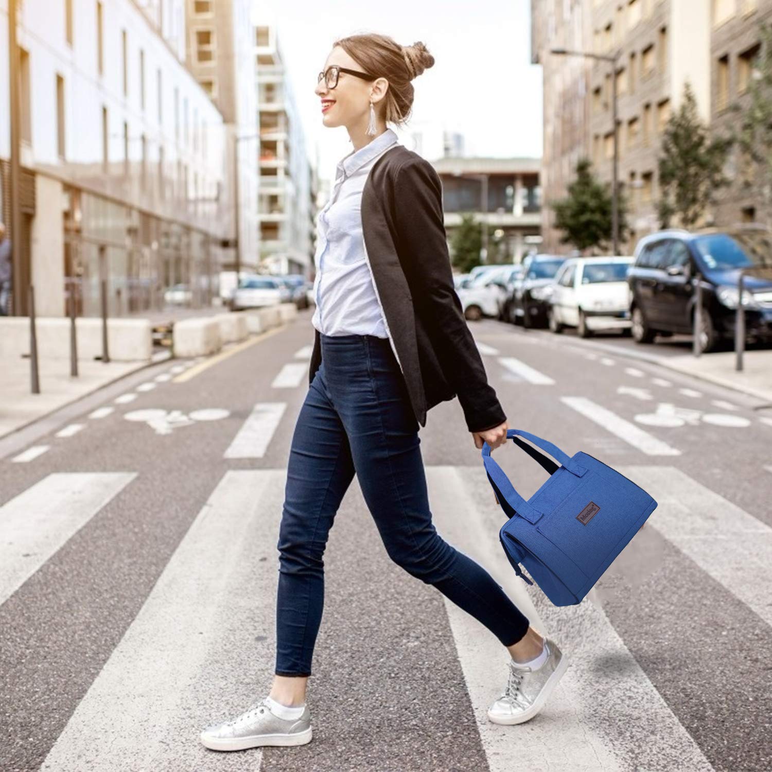 **Insulated Lunch Bag for Work & Outdoor - Reusable Lunch Box for Women & Men, Leak-Proof & Eco-Friendly (Blue) - Perfect for Office, School, Picnics & Travel**