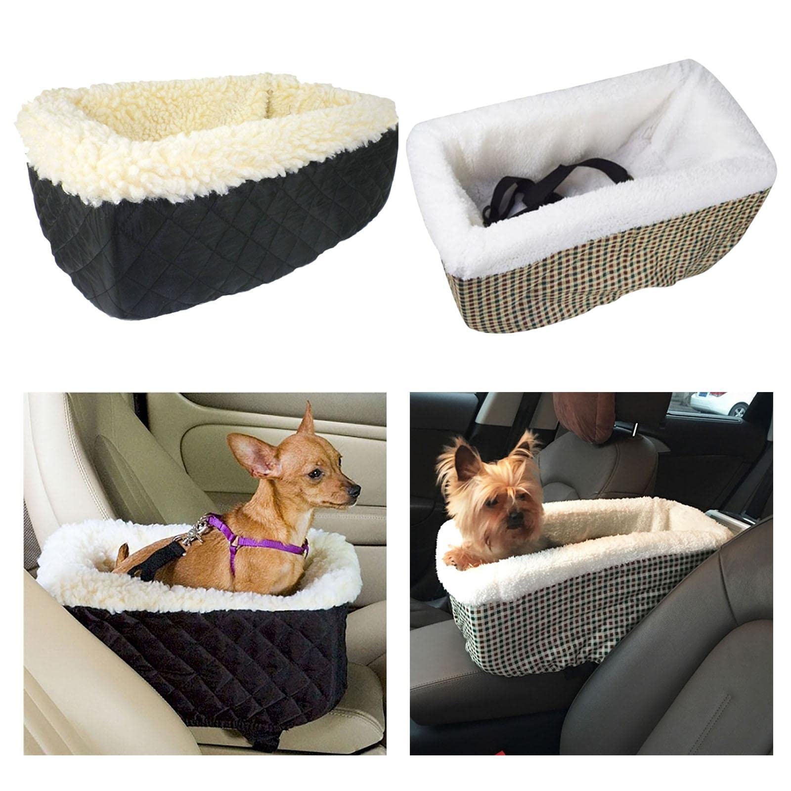 Best Soft Non-Slip Dog Car Carrier & Puppy Booster Seat - Pet Travel Crate for Car Armrest & Home Use - Black - Perfect for Road Trips & Indoor Pet Safety