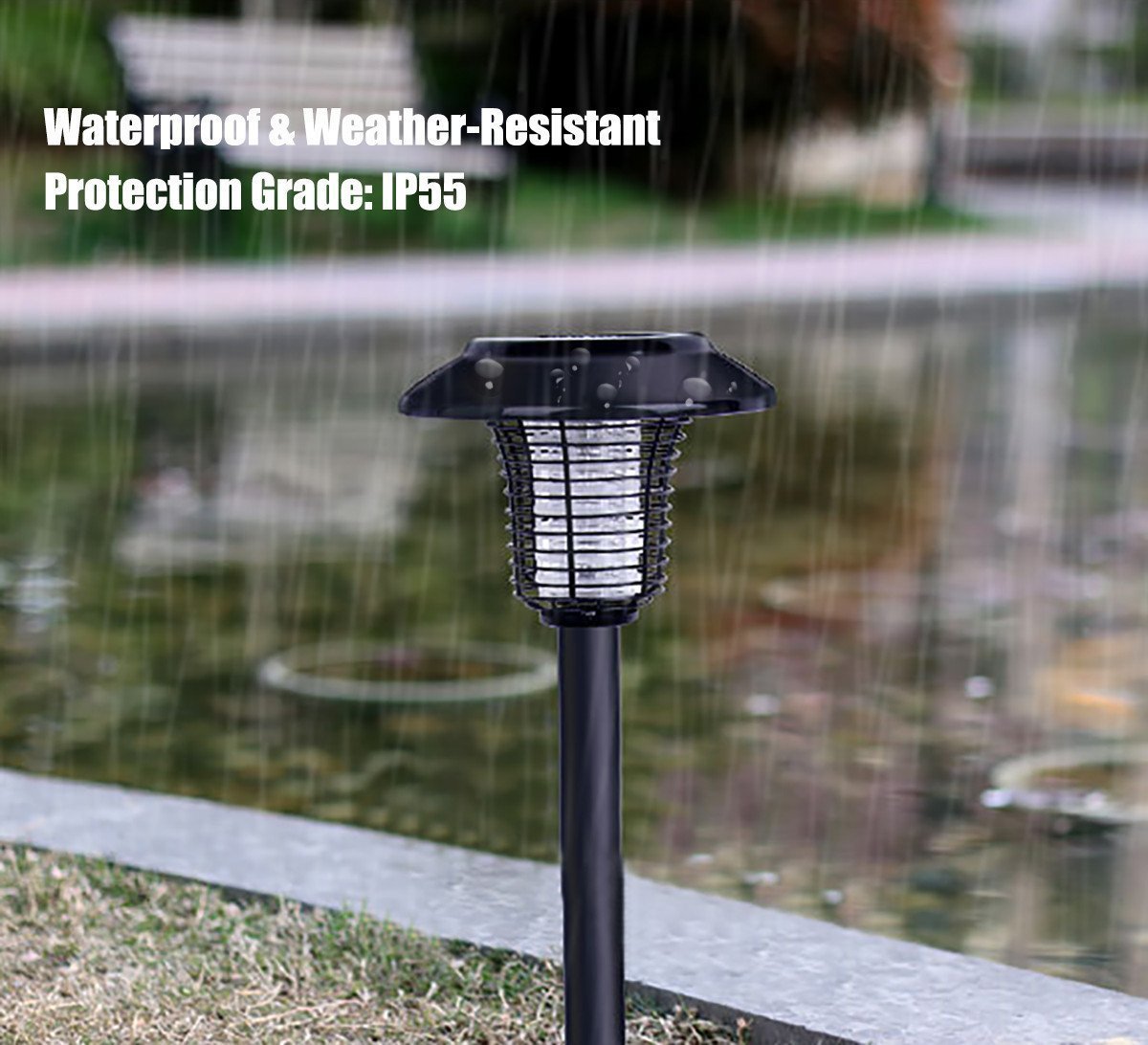 Solar LED Mosquito Killer Lamp - Rechargeable Bug Zapper for Indoor/Outdoor Use - Patio, Garden, Camping & Backyard Pest Control