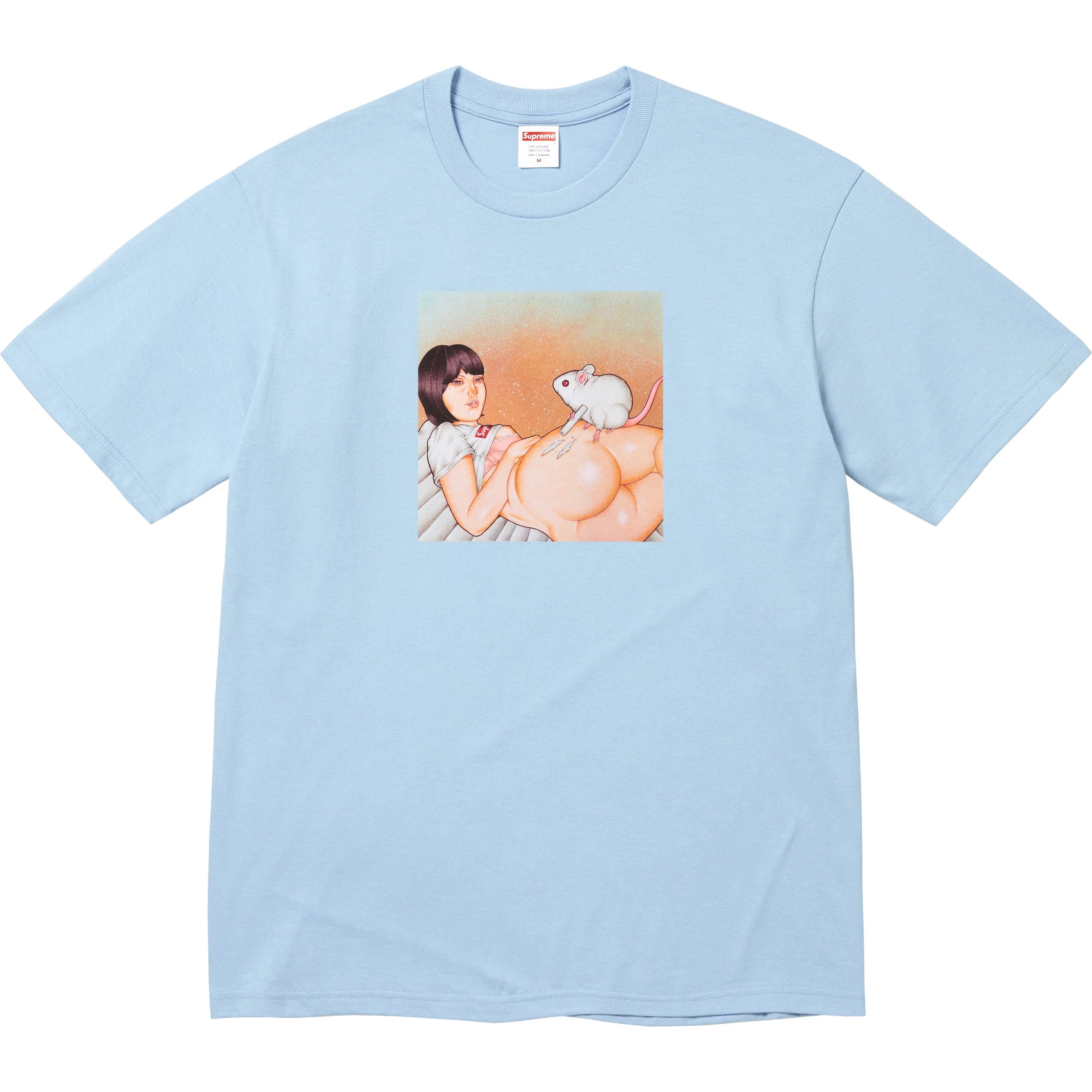 Supreme Mouse Graphic T-Shirt - Powder Blue | Soft Cotton Casual Tee for Men & Women | Perfect for Streetwear, Everyday Wear & Gifts