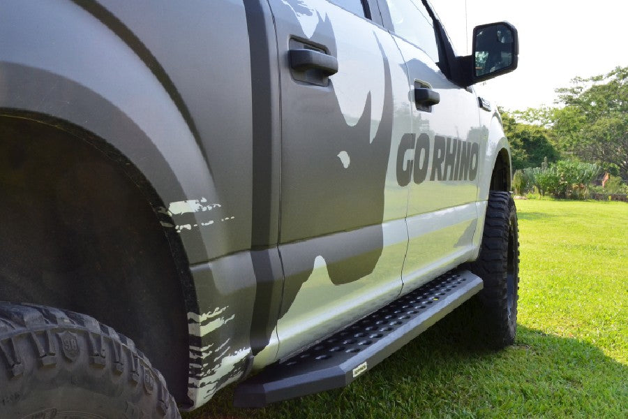 2007-2021 Toyota Tundra Double Cab Go Rhino RB20 Textured Black Running Boards with Mounting Brackets - Heavy Duty Side Steps for Off-Road & Truck Accessories Upgrade