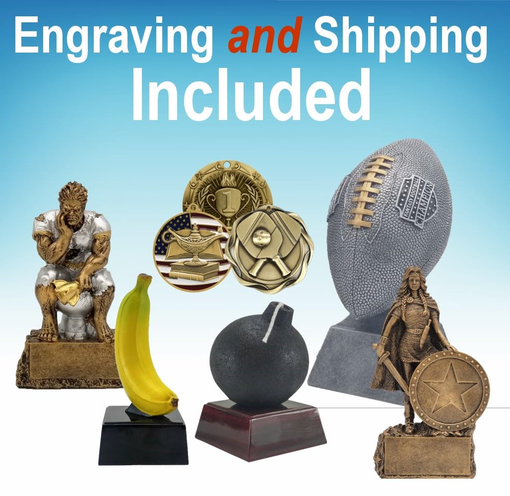 Custom Engraved Female Warrior Trophy Award - Personalized 1st, 2nd, 3rd Place Medals for Bowling, Cornhole, Disc Golf, Chili Cookoffs, FFL, Golf Tournaments, March Madness, Pink Ribbon Events, Poker Nights & Sales Competitions - Perfect for Sports Awards, Office Recognition & Charity Events