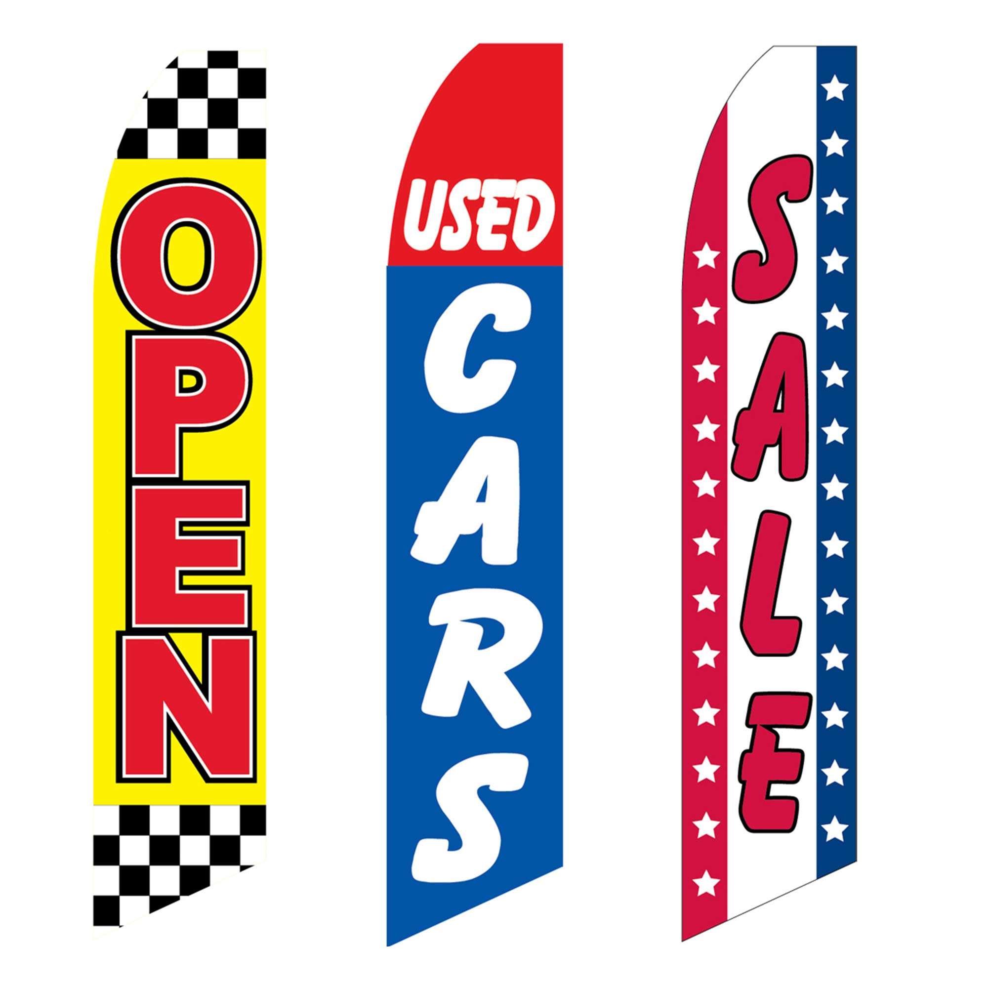 Premium 3-Piece Swooper Flag Set for Cars - Red, Yellow, Black, Blue & White - Perfect for Car Dealerships, Auto Shows & Racing Events