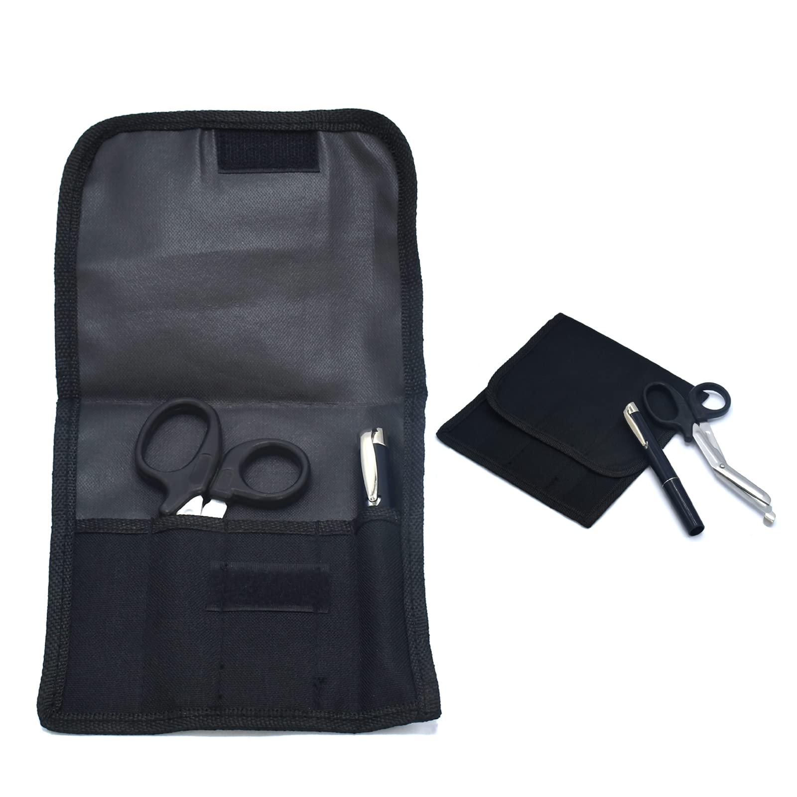 3-Pack Nylon Nurse Organizer Pouch Set with 5 Pockets, Scissors & Pen Light - Medical Accessories Tool Case for Healthcare Professionals - Perfect for Hospitals, Clinics & Home Care Use