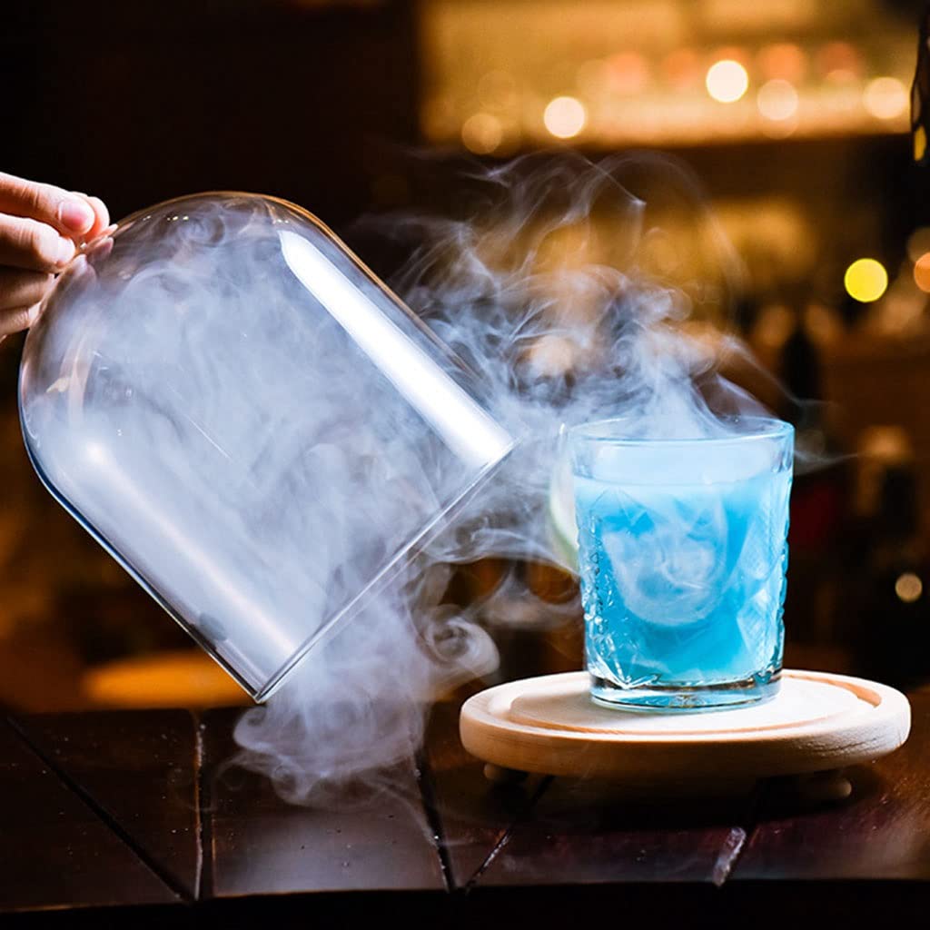Premium Smoking Cloche Dome Cover for Plates, Bowls & Glasses - Smoker Gun Glass Display Dome with Wooden Base - Perfect for Cocktail Bars, Restaurants & Home Entertaining