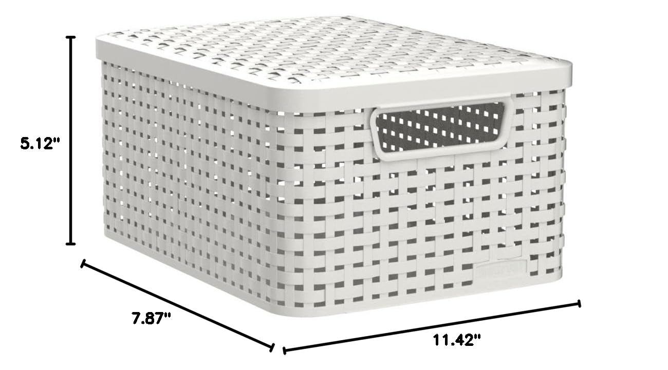CURVER 3-Piece Style S Storage Box Set with Lids - White Plastic Organizer Bins for Home, Office & Closet Organization