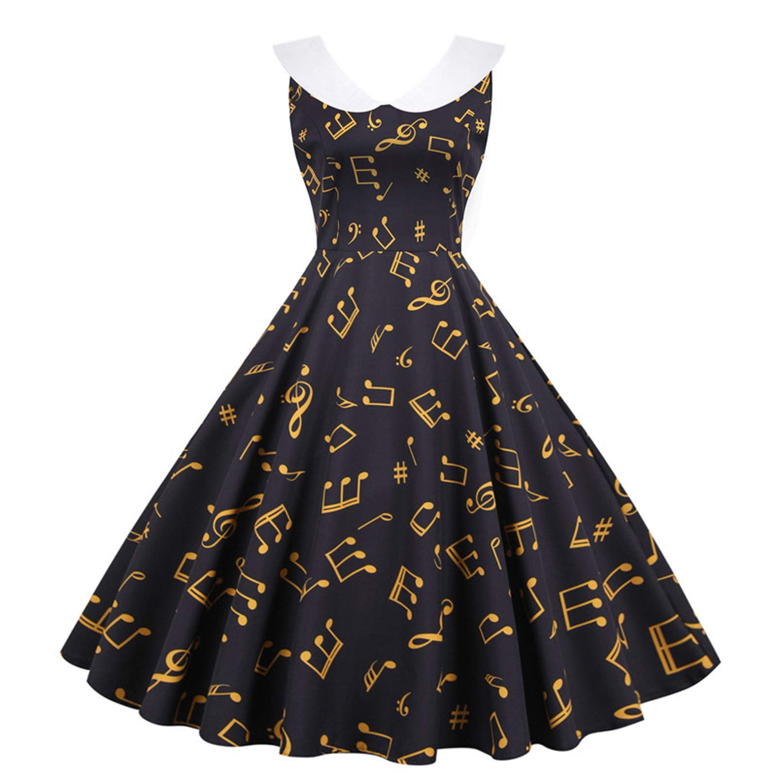 Vintage Floral Print Women's Sleeveless Tea Dress - Retro Swing Cocktail Party Dress for Prom, Wedding, Garden Party & Summer Events