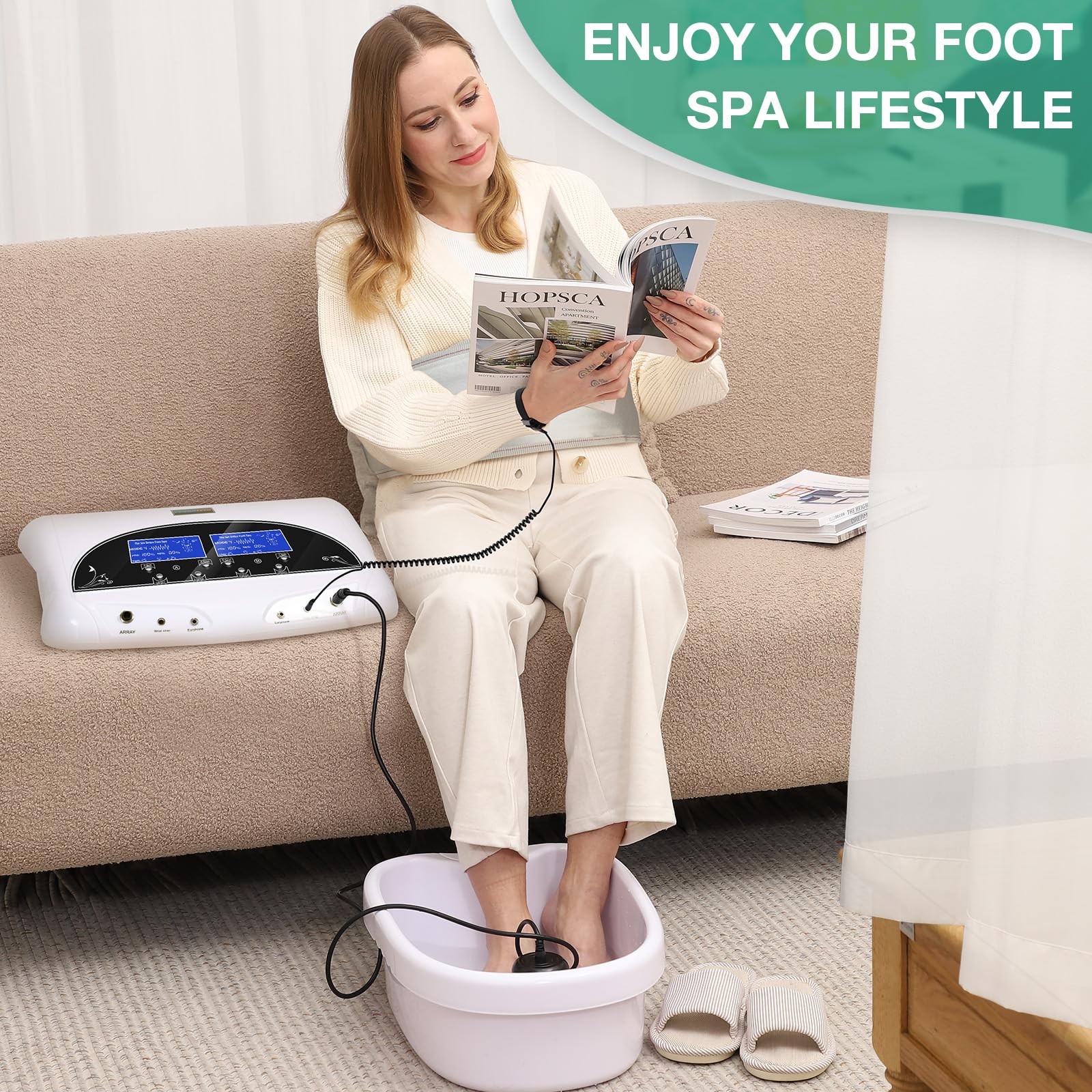 Professional Ionic Foot Detox Machine with 2 Waist Belts & 10 Liners - Dual Array Foot Spa for Deep Cleansing & Relaxation | Perfect for Home Spa, Wellness Therapy & Detoxification