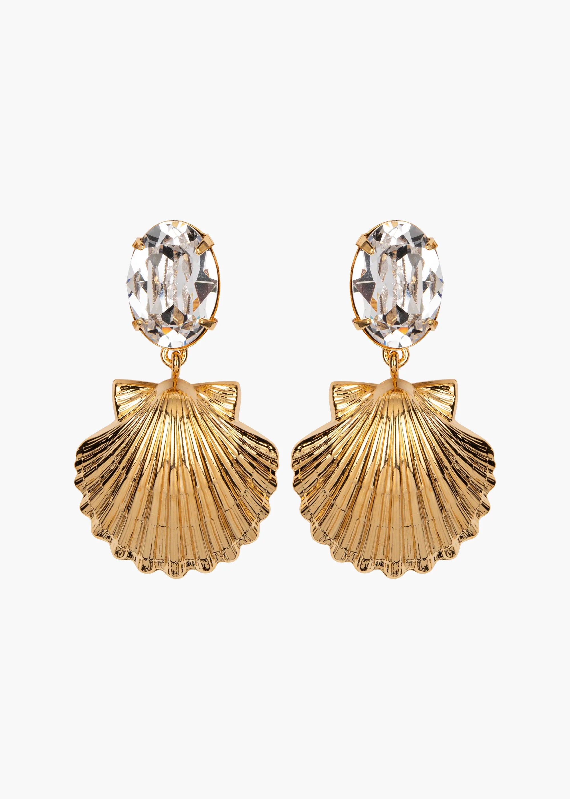 Diamond Capesante Earrings for Women - Elegant Scallop Shell Jewelry for Parties & Weddings