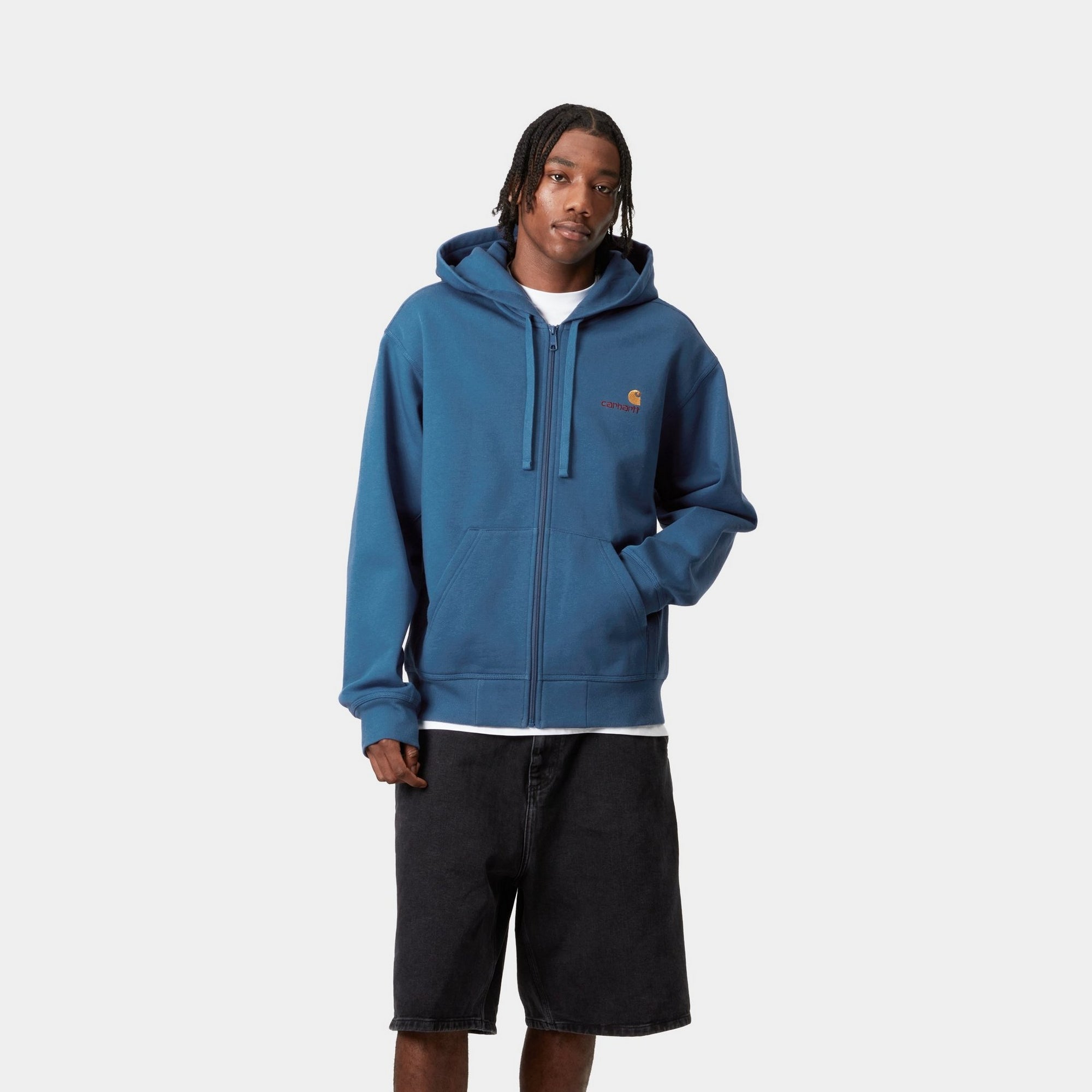 Hooded American Script Jacket - Trendy Pullover with Sodalite Design | Perfect for Casual Outings & Streetwear Fashion