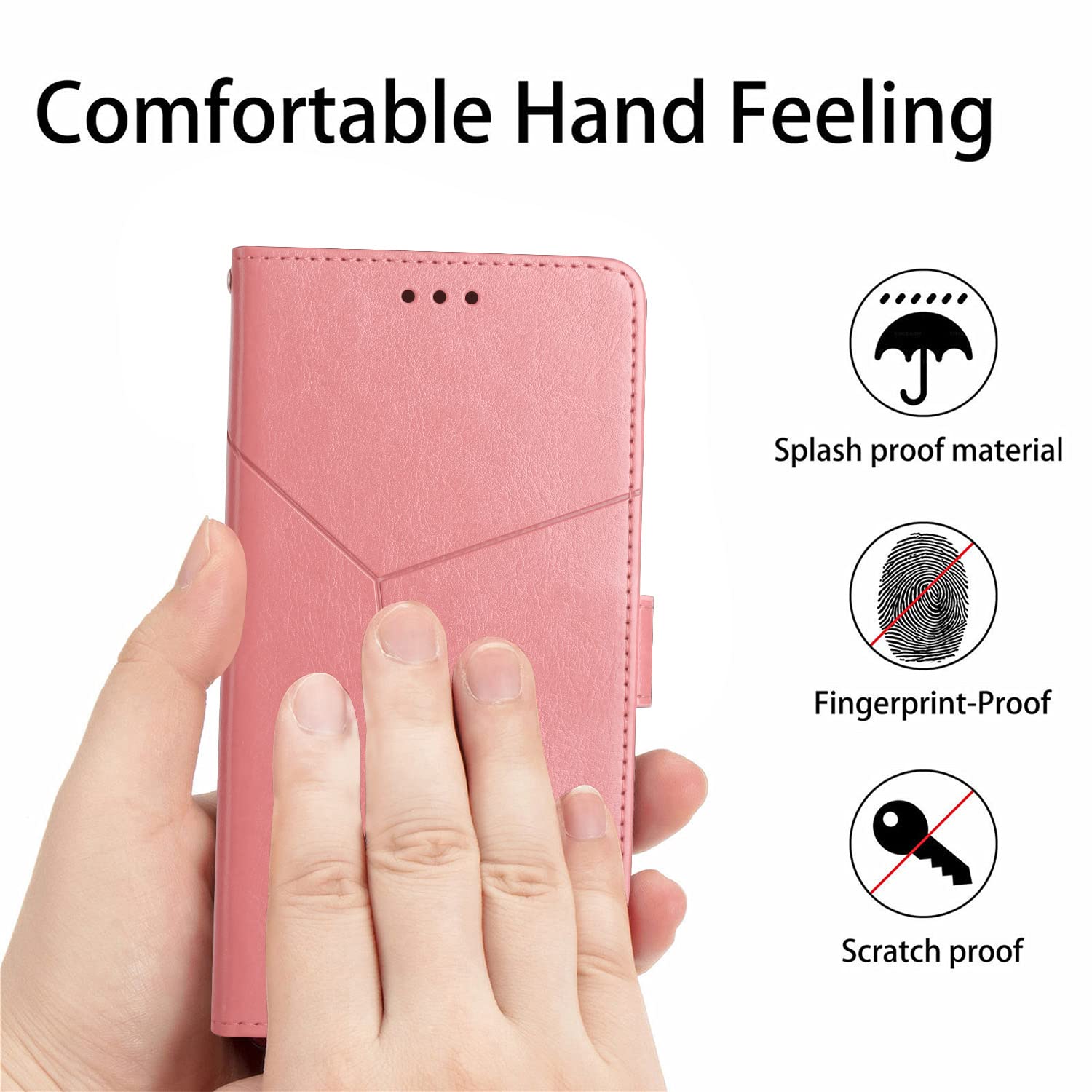 XYZ Leather Wallet Case for Google Pixel 6 - Slim Flip Folio Cover with Wrist Strap (Pink) | Perfect for Everyday Use, Travel & Hands-Free Convenience