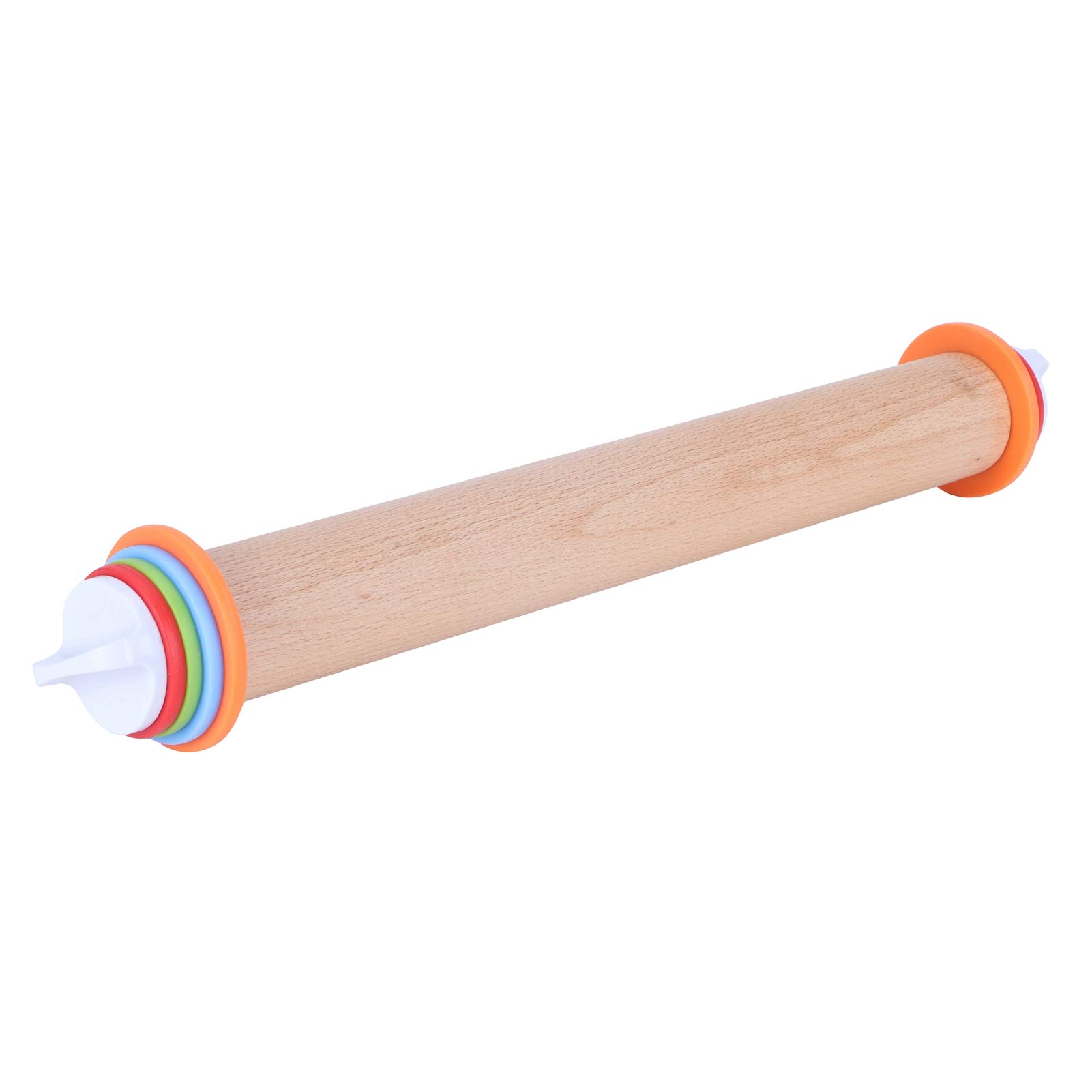 Adjustable Beech Wood & PP Rolling Pin with Detachable Thickness Rings - Perfect for Baking Cakes, Pies, Cookies & Pastries - Ideal for Home Kitchen & Professional Bakery Use