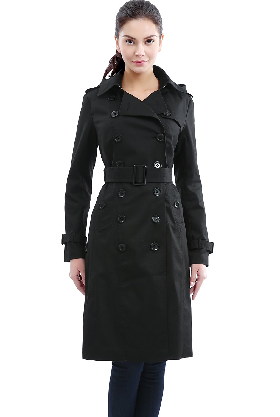 BGSD Women's Waterproof Classic Hooded Long Trench Coat - Stylish Raincoat for Outdoor Activities, Commuting & Travel
