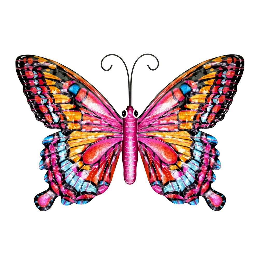 Bticx Wrought Iron Butterfly Wall Decor - Elegant Metal Butterfly Garden Art Hanging Pendant for Indoor & Outdoor Use - Perfect for Bathroom, Porch, Patio, Fence and Home Decoration