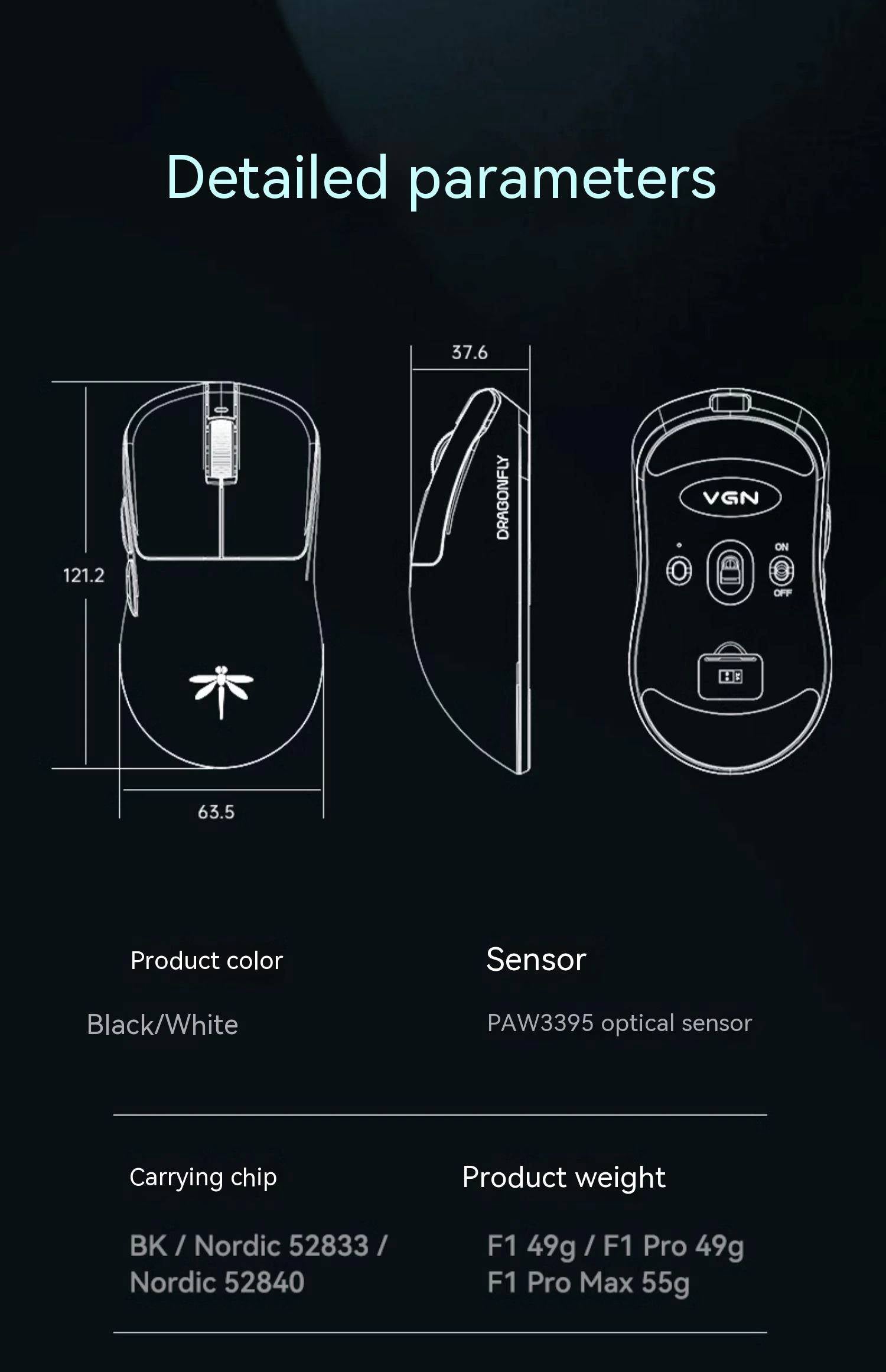 VGN Dragonfly F1 Pro Wireless Gaming Mouse - Lightweight Honeycomb Design, 16000 DPI, Ergonomic RGB - Perfect for FPS, MOBA & Esports (White)