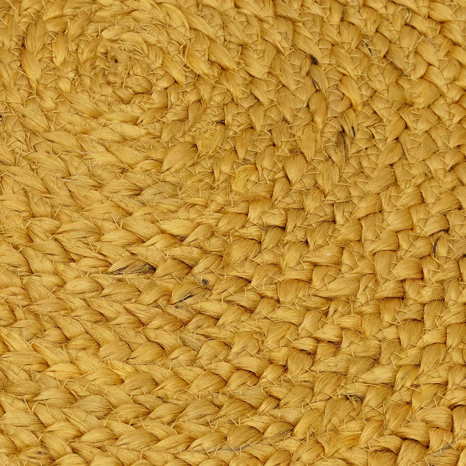 Handmade Natural Jute Round Rug - Farmhouse Style Braided Area Carpet for Bedroom, Kitchen, Living Room - Indoor/Outdoor Use (3x3 Feet, Yellow) - Perfect for Boho Decor, Cozy Home & Patio Flooring