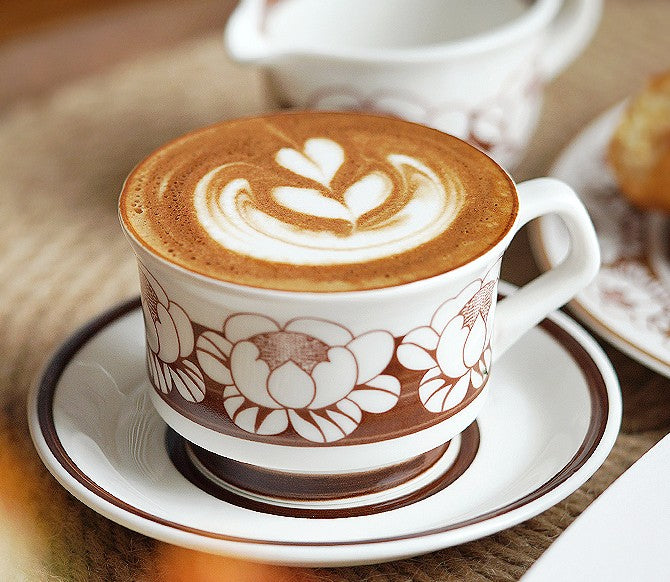 Elegant Ceramic Coffee Cups & Bone China Tea Set - Floral Porcelain Tea Cups with Saucers - Traditional English Style for Afternoon Tea & Coffee Breaks - Perfect for Home, Office & Gifts