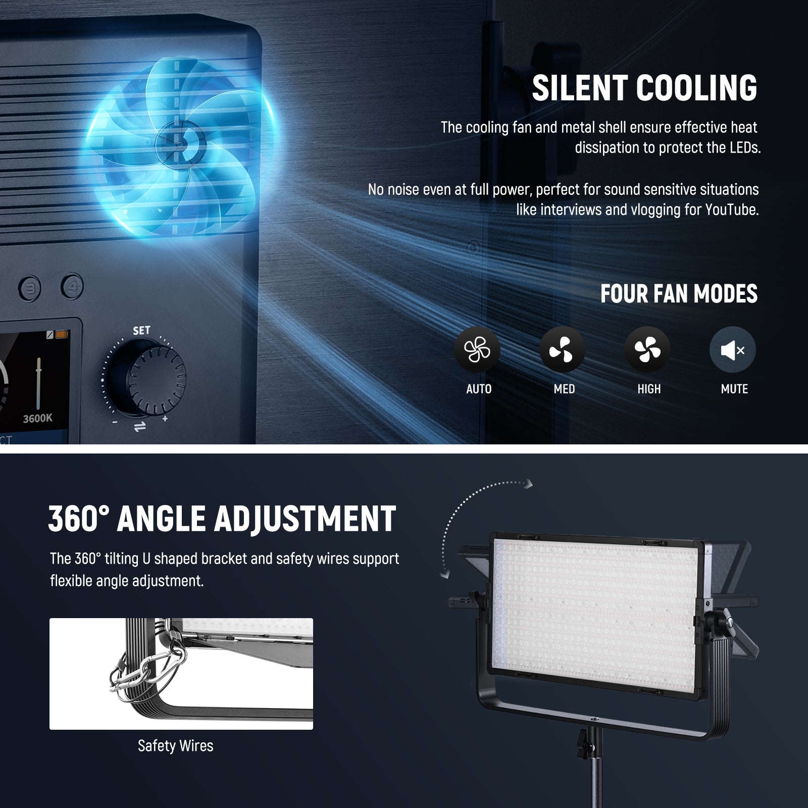 NEEWER AP100B 100W Bi-Color LED Panel Video Light Kit with Adjustable Brightness & Color Temperature for Photography, YouTube, and Studio Lighting