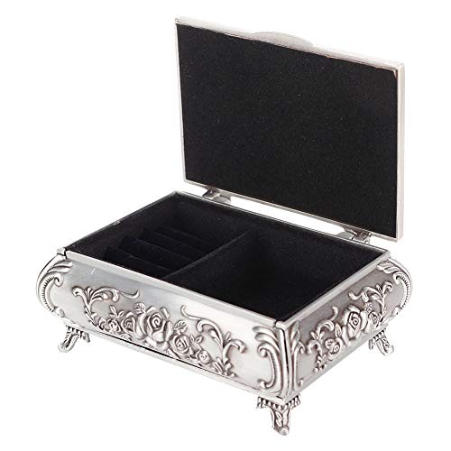 Vintage Zinc Alloy Jewelry Box - Elegant Storage for Necklaces, Bracelets, Rings & Earrings (9 x 6.5 x 4 Inches) - Perfect for Bedroom Vanity, Travel & Gift Giving