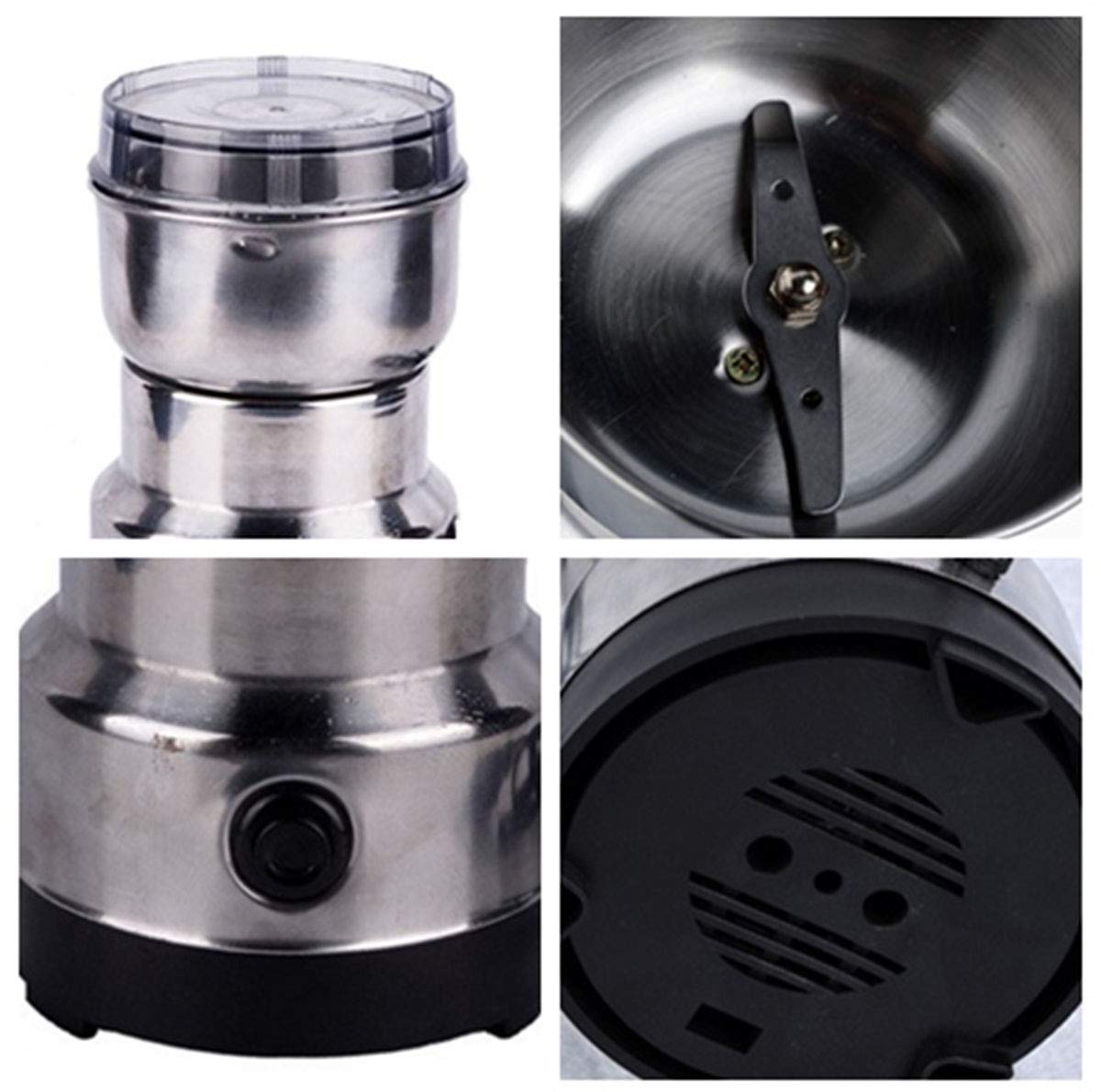 Premium Electric Stainless Steel Coffee Grinder - Adjustable Spice & Nut Grinding Blender for Fresh Coffee Beans, Herbs & Spices | Perfect for Home Kitchens, Coffee Shops & Camping Use
