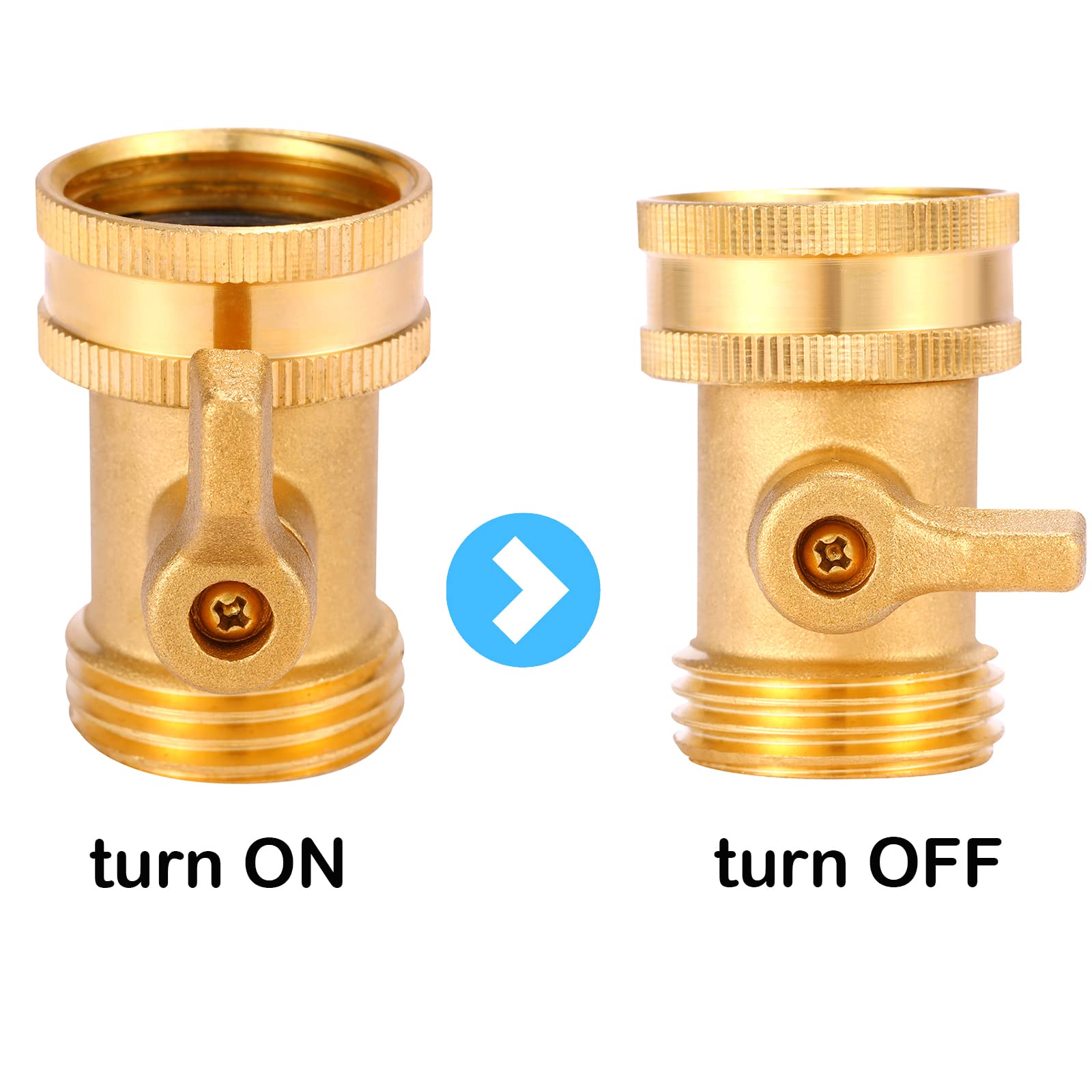 Heavy Duty 3/4 Inch Solid Brass Garden Hose Shut Off Valve - 2 Pack for Outdoor Watering, Lawn Irrigation & Car Washing