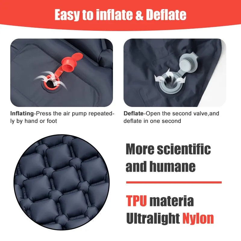 Ultralight Inflatable Camping Sleeping Pad - Portable Air Mattress for Backpacking, Hiking & Outdoor Adventures - Compact & Comfortable for Travel & Camping Trips