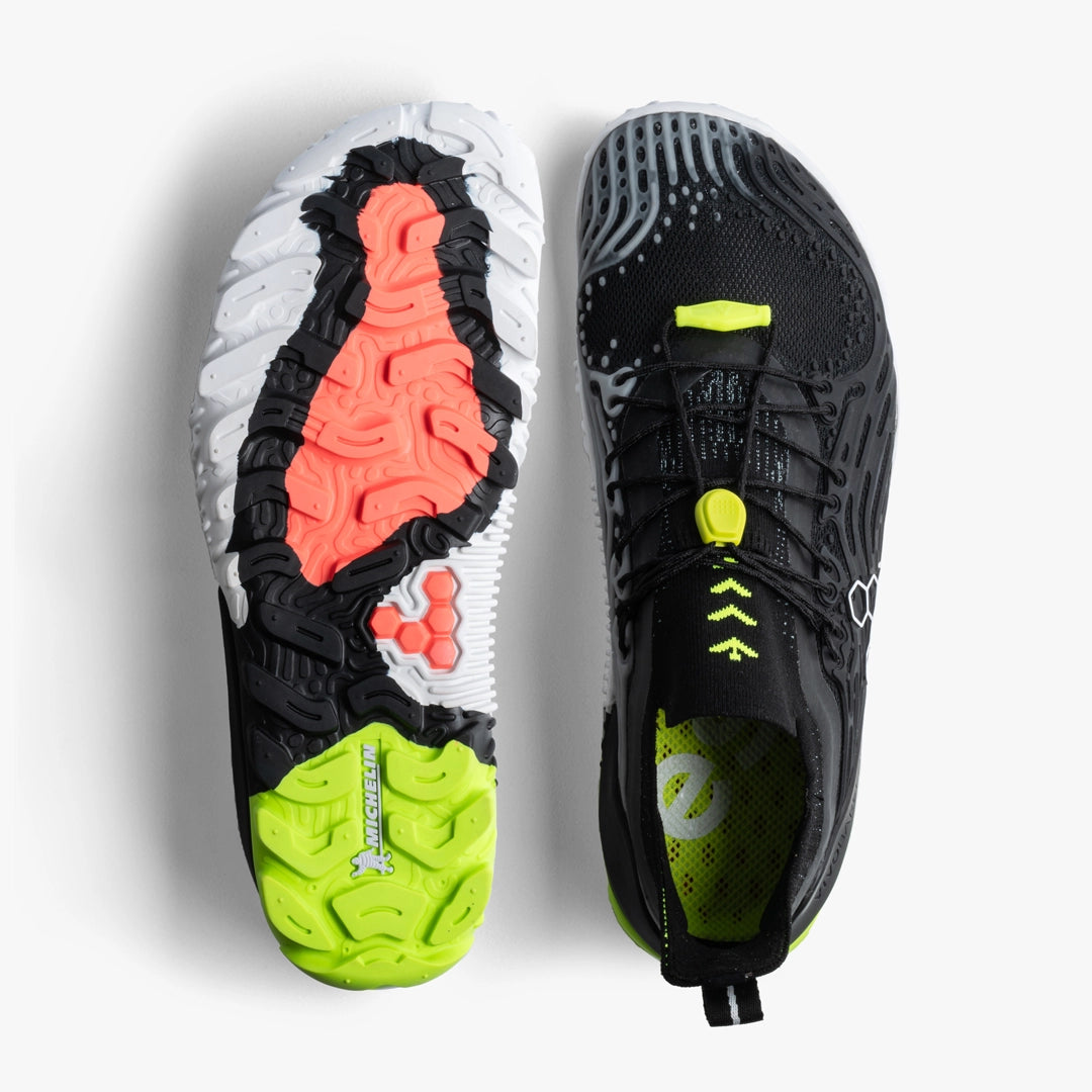 Vivobarefoot Women's Hydra Esc Water Shoes - Obsidian Safety Yellow | Barefoot Trail Running, Hiking & Water Sports | Minimalist Footwear for Outdoor Adventures