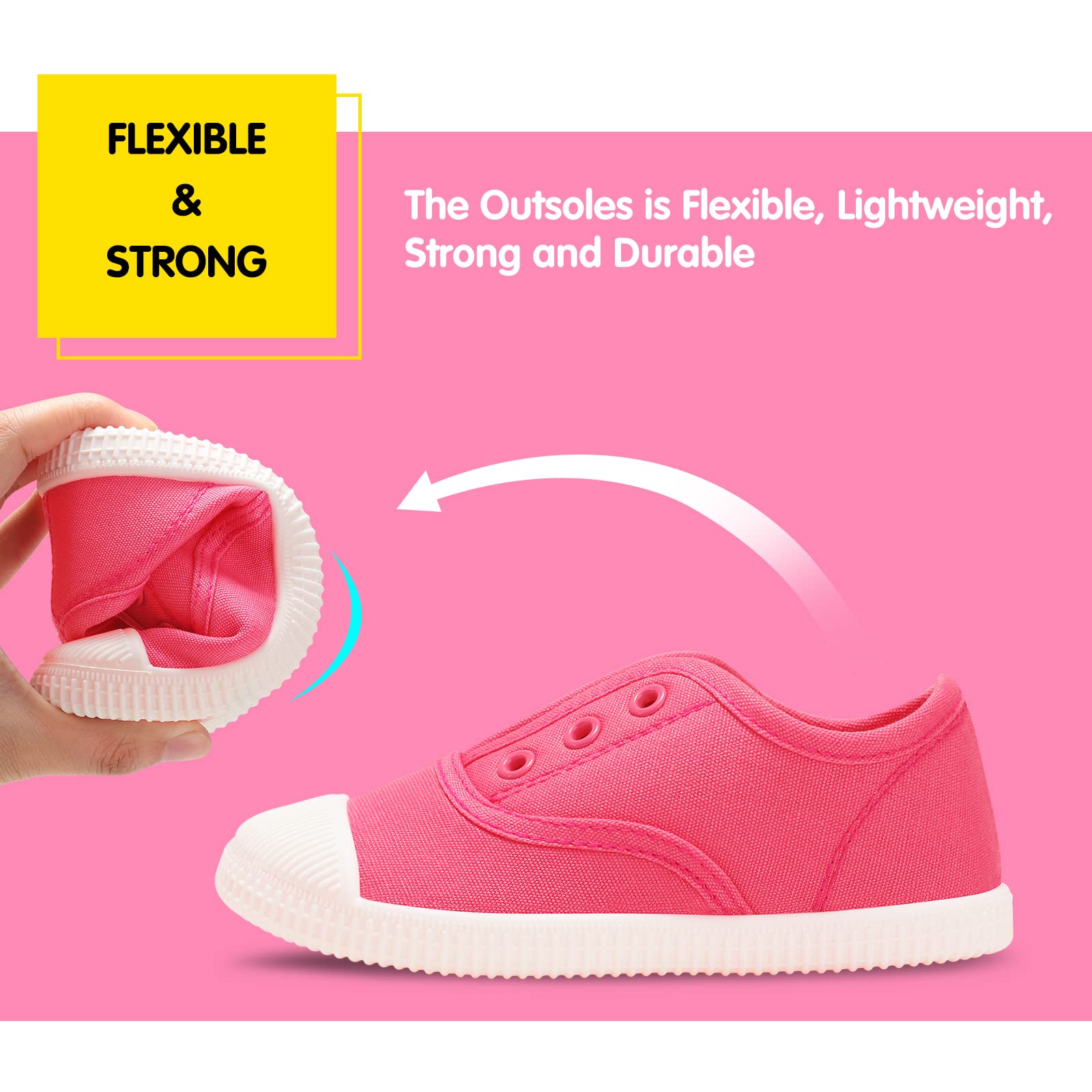 **Toddler Kids Canvas Sneakers - Slip-On Lightweight Comfortable Casual Running Tennis Shoes for Boys & Girls (Toddler/Little Kids/Big Kids) - Perfect for Playground, School & Daily Wear**