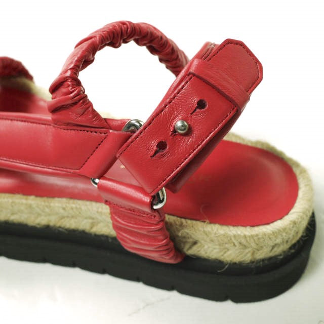 3.1 Phillip Lim Red Leather Platform Slide Sandals - Women's Fashion Sandals for Summer, Beach & Casual Outings