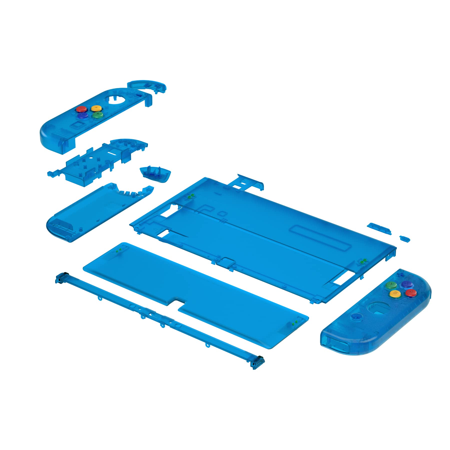 eXtremeRate DIY Full Set Shell for Nintendo Switch OLED - Replacement Back Plate & Kickstand, Custom Controller Housing with Full Button Set (Clear Blue) | Perfect for Gaming Enthusiasts & Console Modders