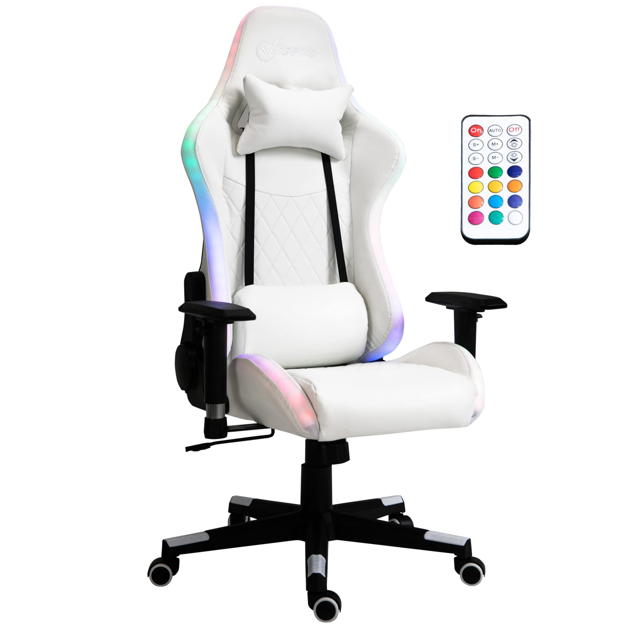 Vinsetto RGB Gaming Chair with Adjustable Arms & Lumbar Support for Office & Esports