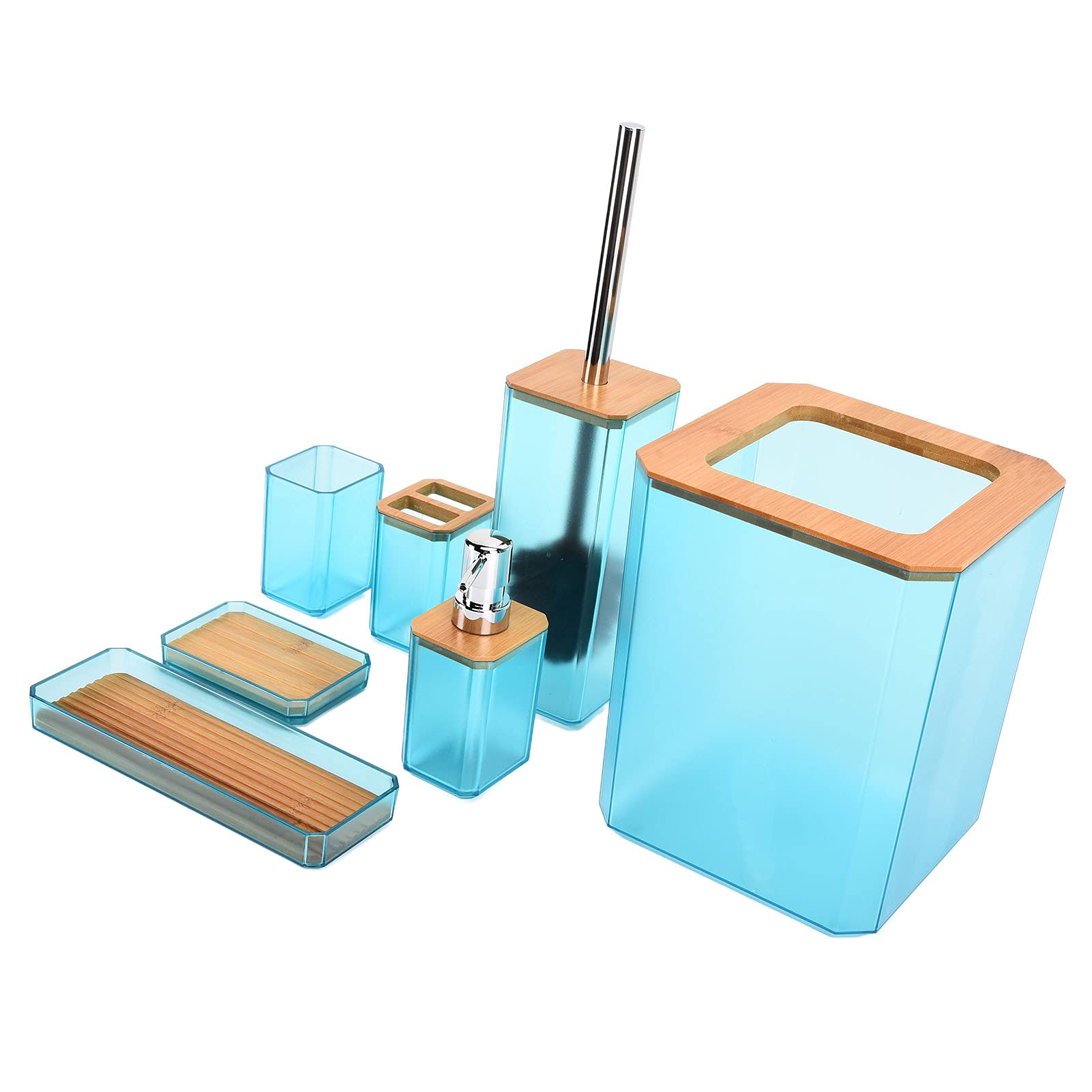 Premium Bamboo Bathroom Accessories Set - Thickened, Durable & Easy to Clean - Home & Hotel Use - Eco-Friendly Green Bath Mat, Soap Dispenser, Toothbrush Holder - Perfect for Modern Bathrooms & Spa Decor