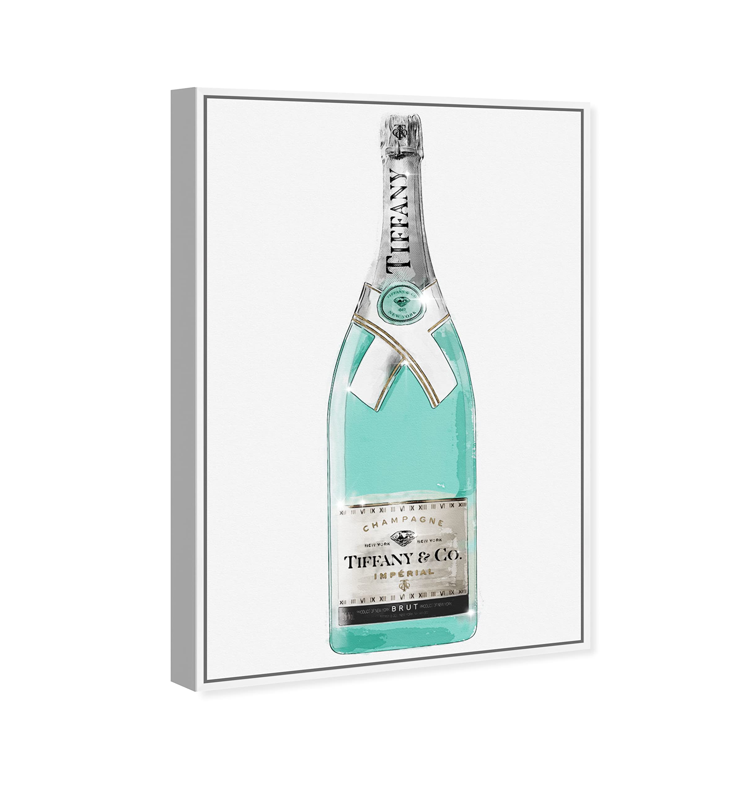 Oliver Gal Artist Co. 'Priceless Champagne' Framed Wall Art Canvas Print - 16x24 Inches, Elegant Home & Bar Decor for Living Room, Dining Room, or Wine Cellar