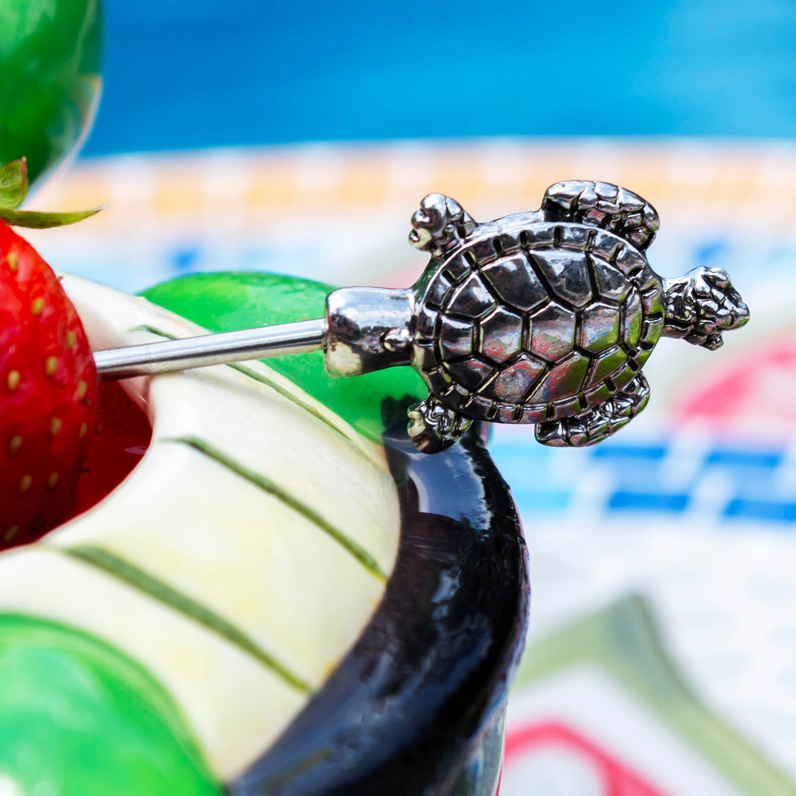BarConic® Turtle Cocktail Picks - 12-Piece Stainless Steel Drink Garnish Skewers for Martini, Olive, Fruit & Cheese - Perfect for Parties, Weddings & Home Bars