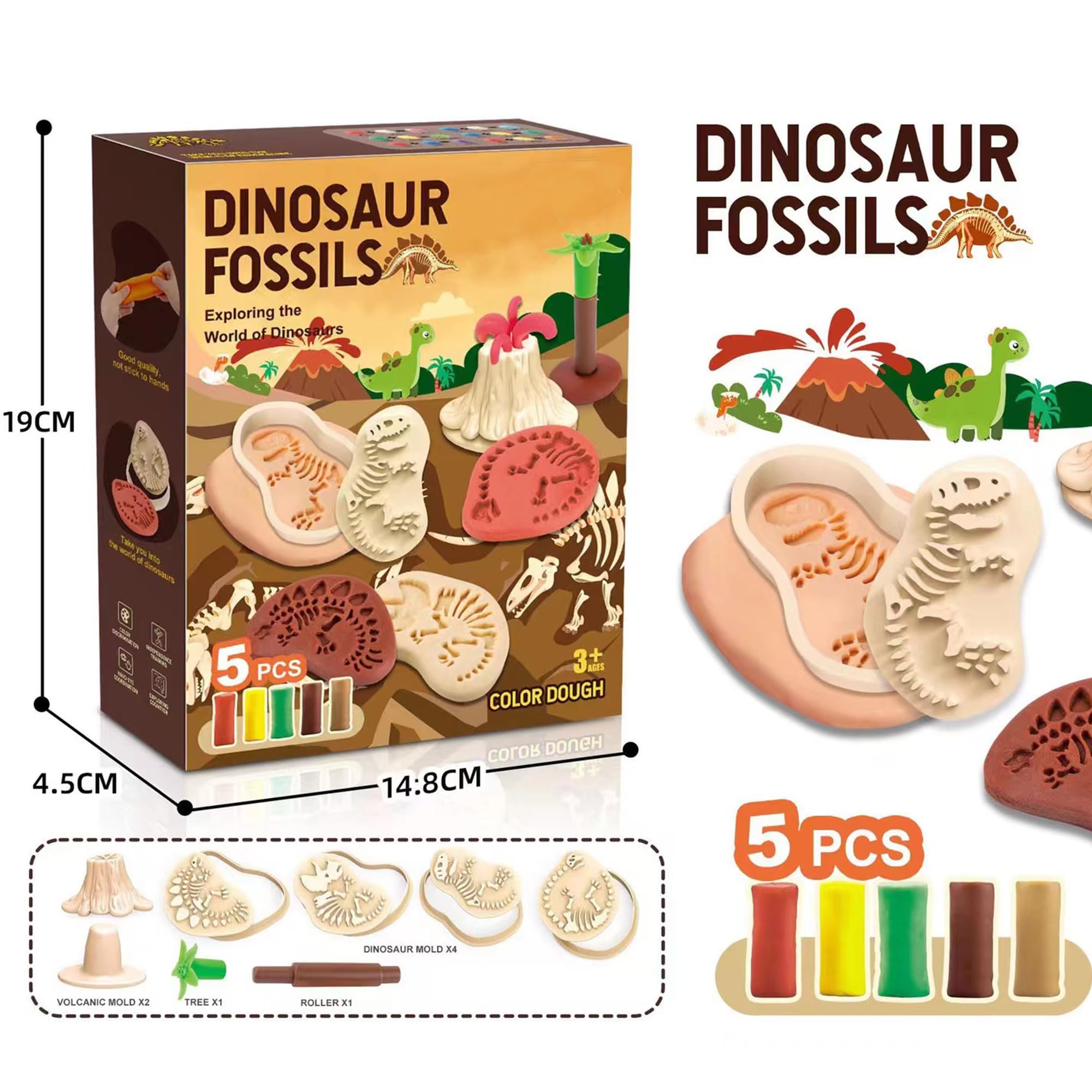 Dinosaur Play Dough Set for Kids Ages 2-8 - 23 Piece Non-Toxic Modeling Clay Kit with Tools & Accessories for Creative Play - Perfect for Preschool Learning, Birthday Gifts & Sensory Development Activities