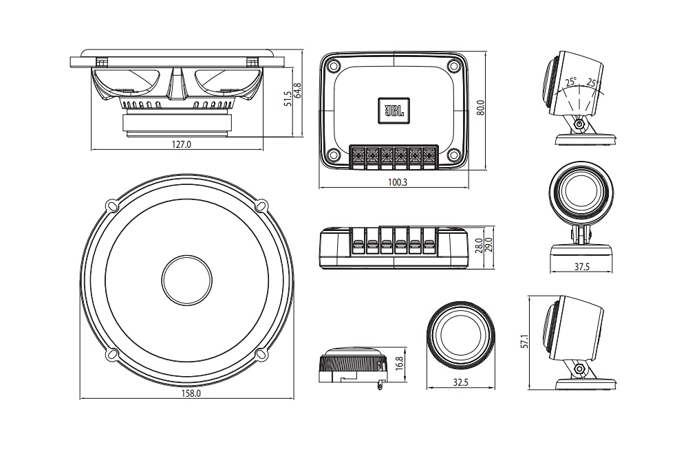 JBL Club 602CTP 2-Way Car Speaker System - 210W Component Speakers with Tweeters & Filters (6.5