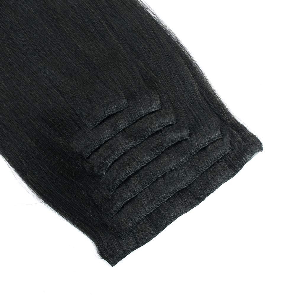 Yaki Straight Clip-In Hair Extensions for Black Women - 7PCS/Set 16Inch 120Gram Remy Human Hair (Straight & Curly Styles) | Perfect for Daily Wear, Parties & Special Occasions