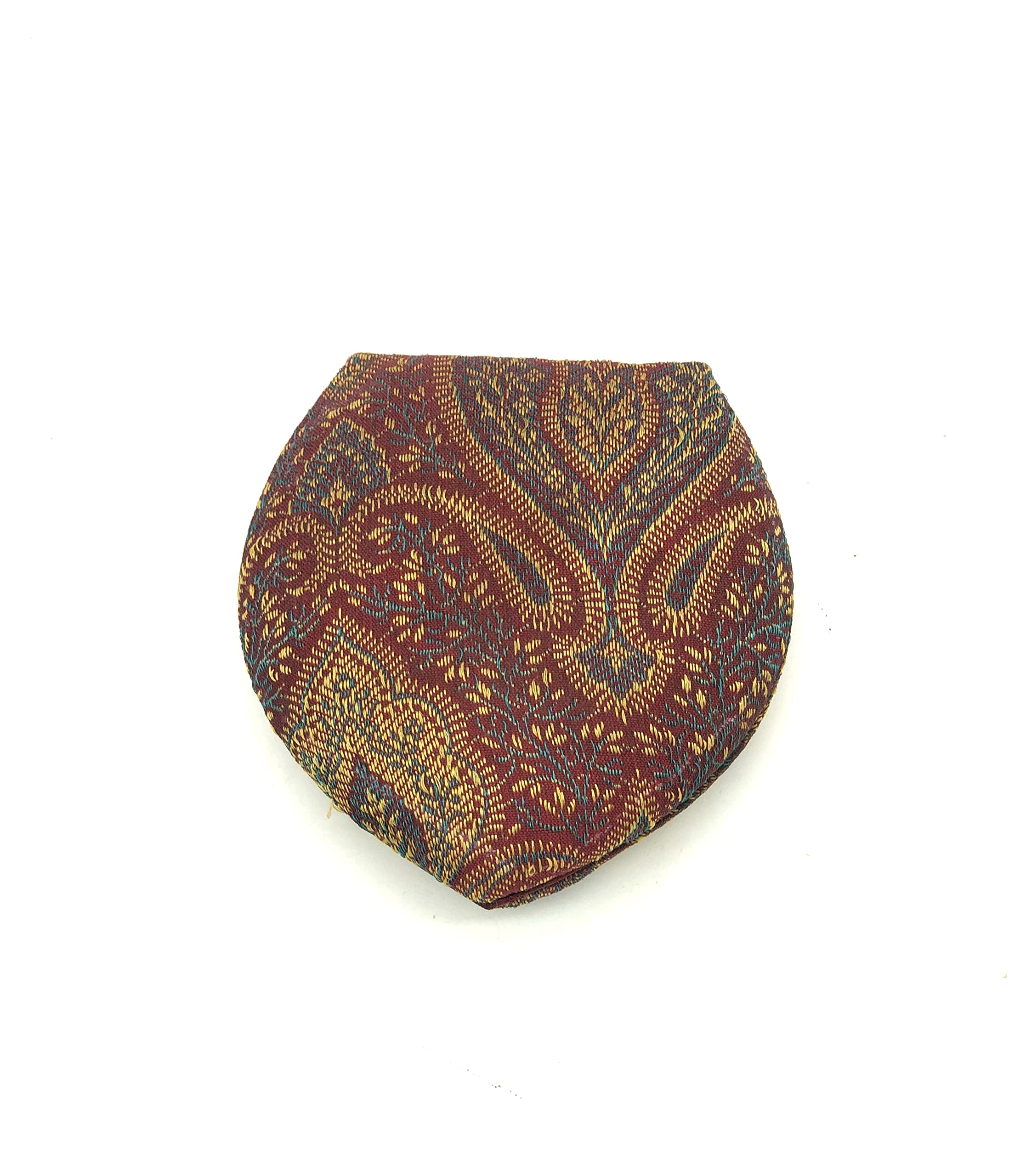Purple Heart-Shaped Banarasi Zardozi Hand Mirror - Double Sided Folding Compact Travel Mirror with Magnifier for Makeup | Elegant Indian Handcrafted Gift for Women, Girls (Bridal, Purse, Cosmetic Use)